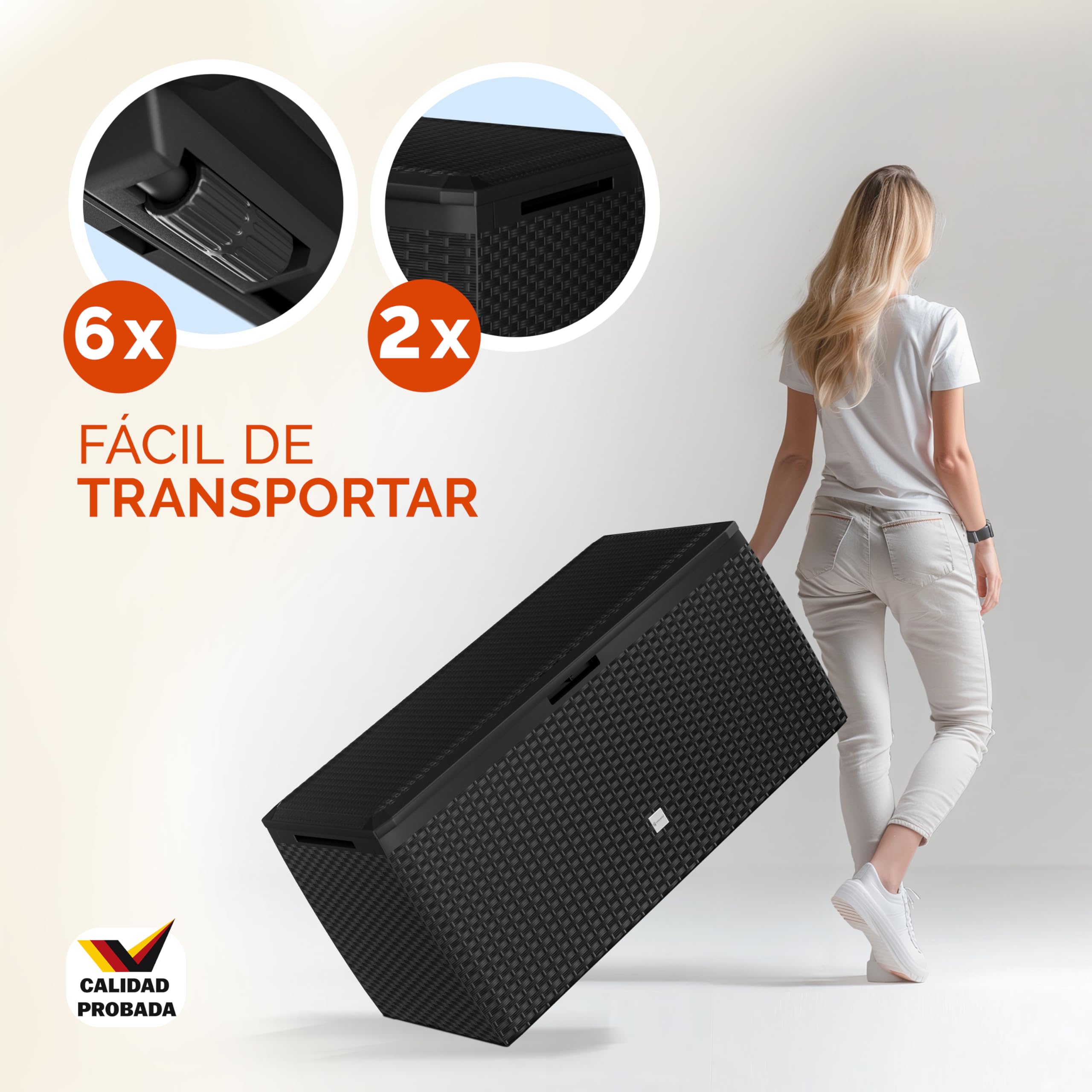 Casaria® Arcón Jardín Exterior Baúl Almacenaje 290L con 6 Ruedas Asas Resistente Intemperie Rayos UV Caja Cojines 117x47x60cm Antracita