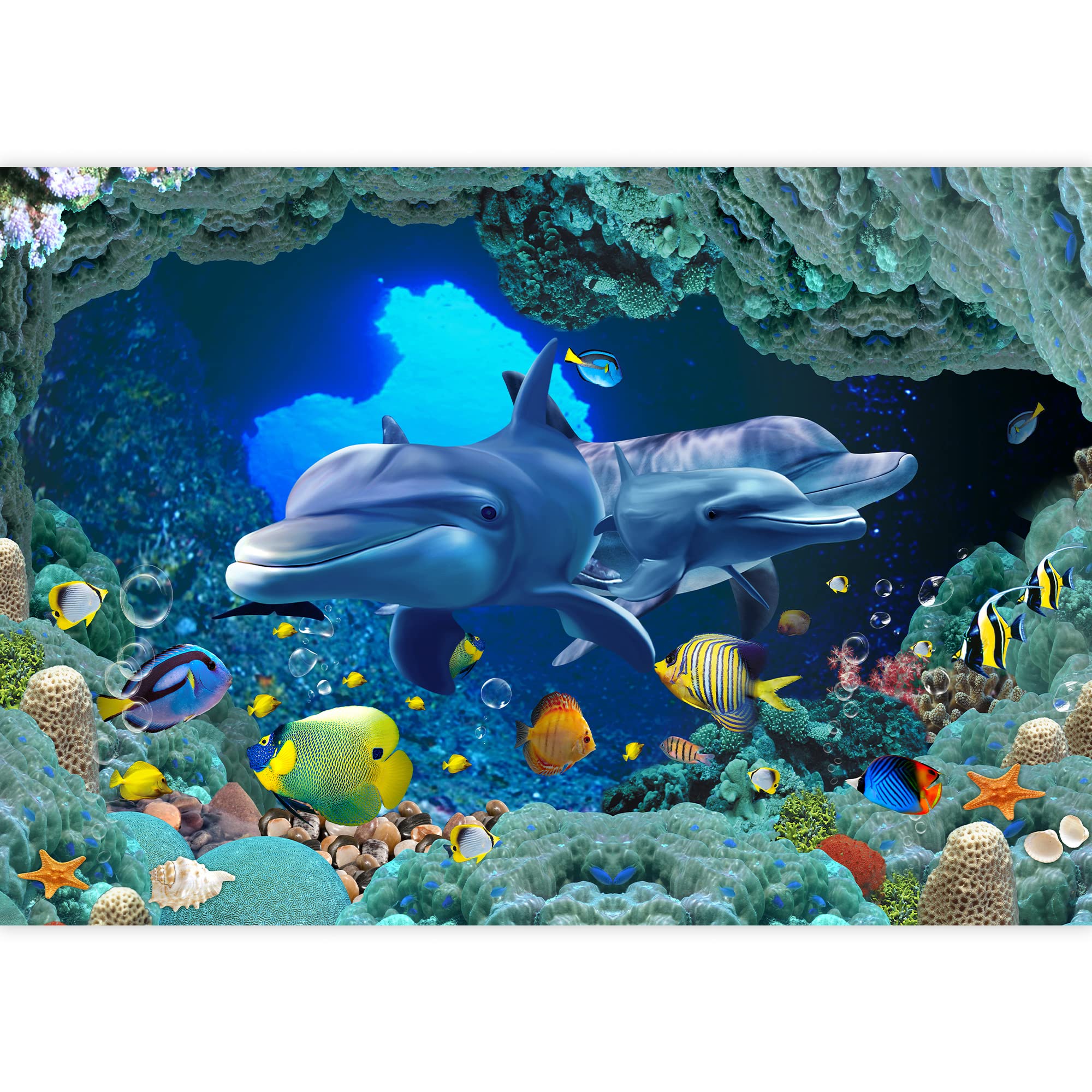 Amazon Com Wall26 壁畫美麗的海底世界可拆卸自黏式大型壁紙 100 X 145 英吋 家居裝修