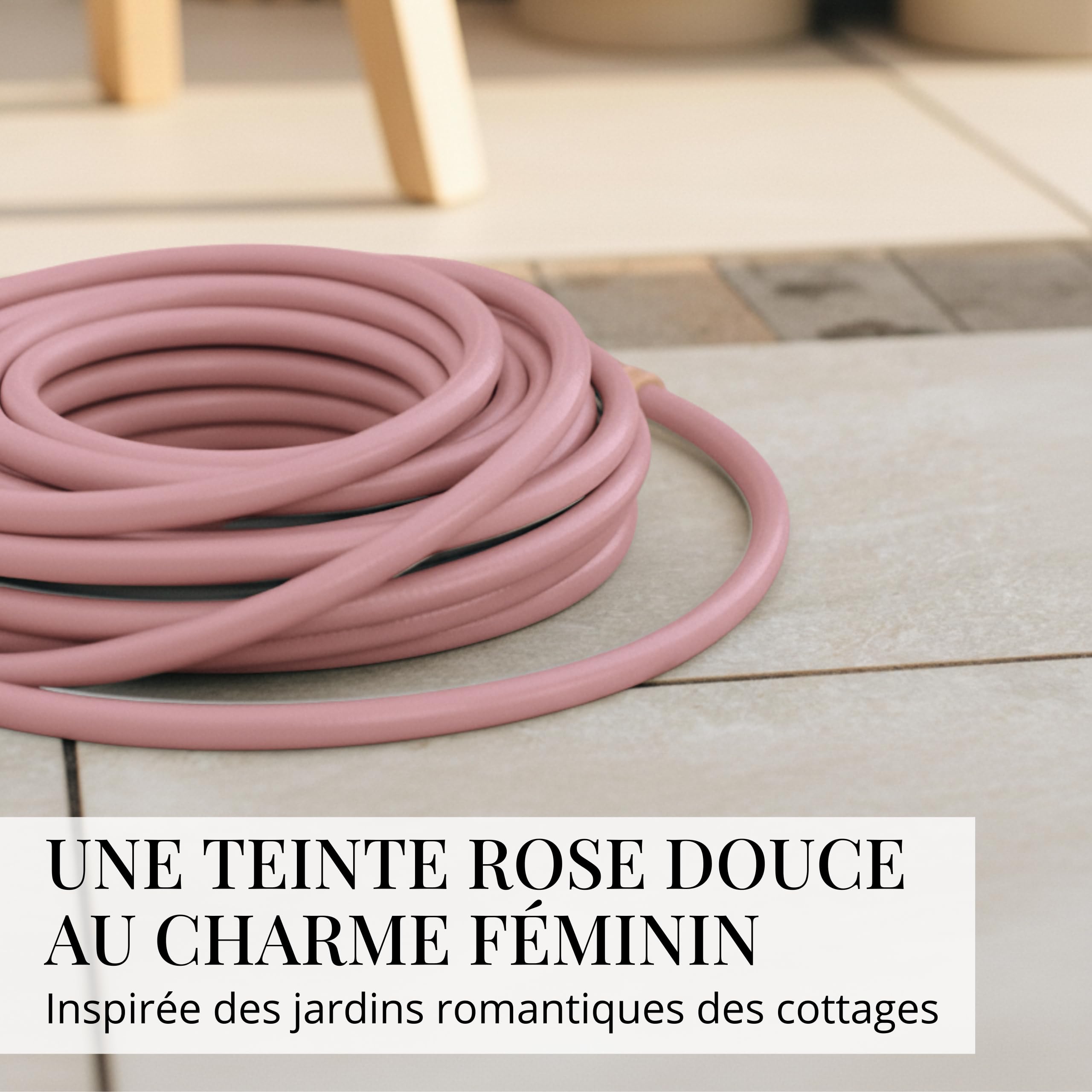 LIVLIG Tuyau d'Arrosage 30m Design – Tuyau Arrosage Flexible, 60% Recyclé, UV Résistant, Anti-Torsion, 1/2 Pouce, Rose