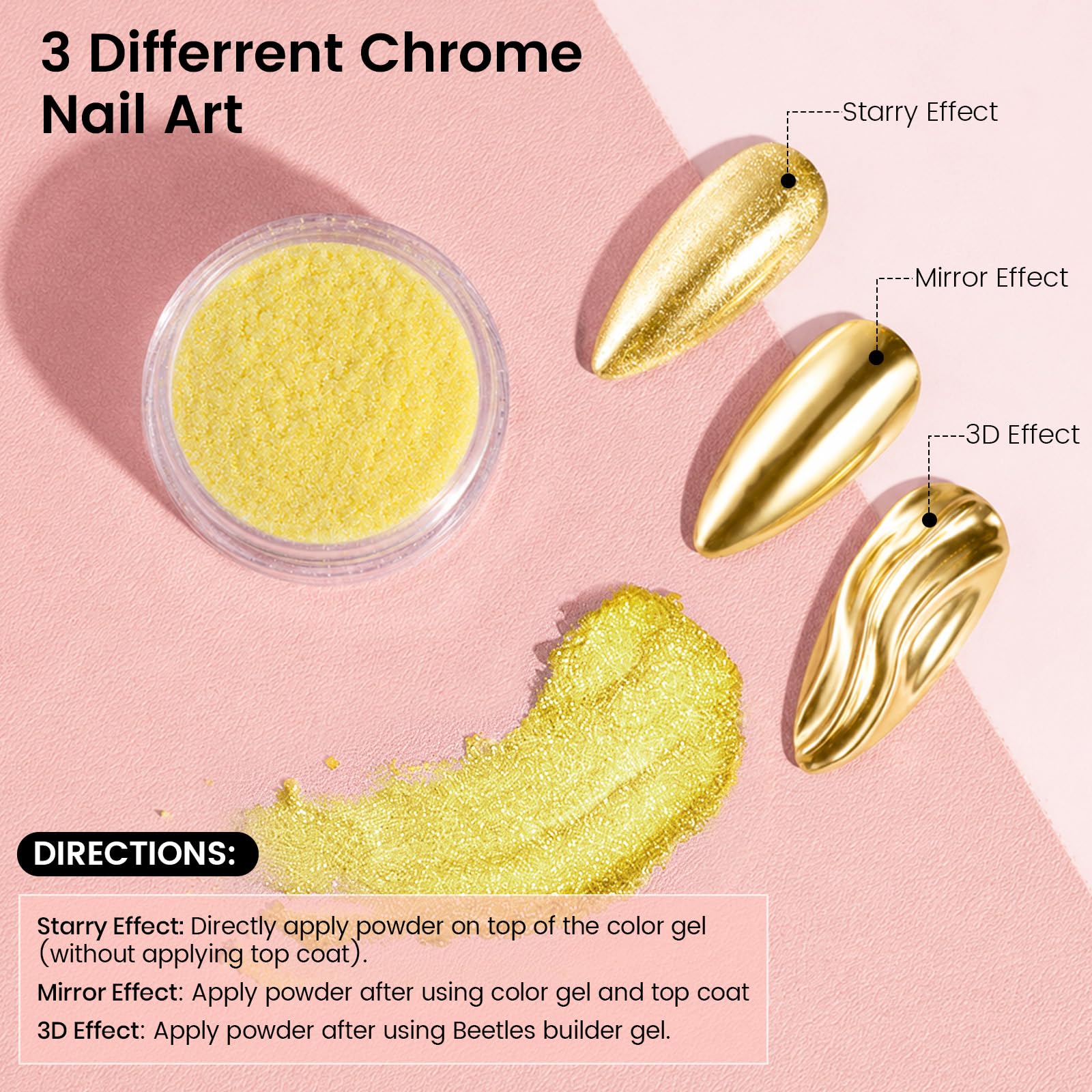 8 BoîTes Chrome Ongles Nail Art, Chrome Nails avec 8 BâTons de Fard à PaupièRes, Poudre NacréE Ongle Nail Art Miroir PigmentéE Perle Holographic Nails Powders DéCoration Design Chromé