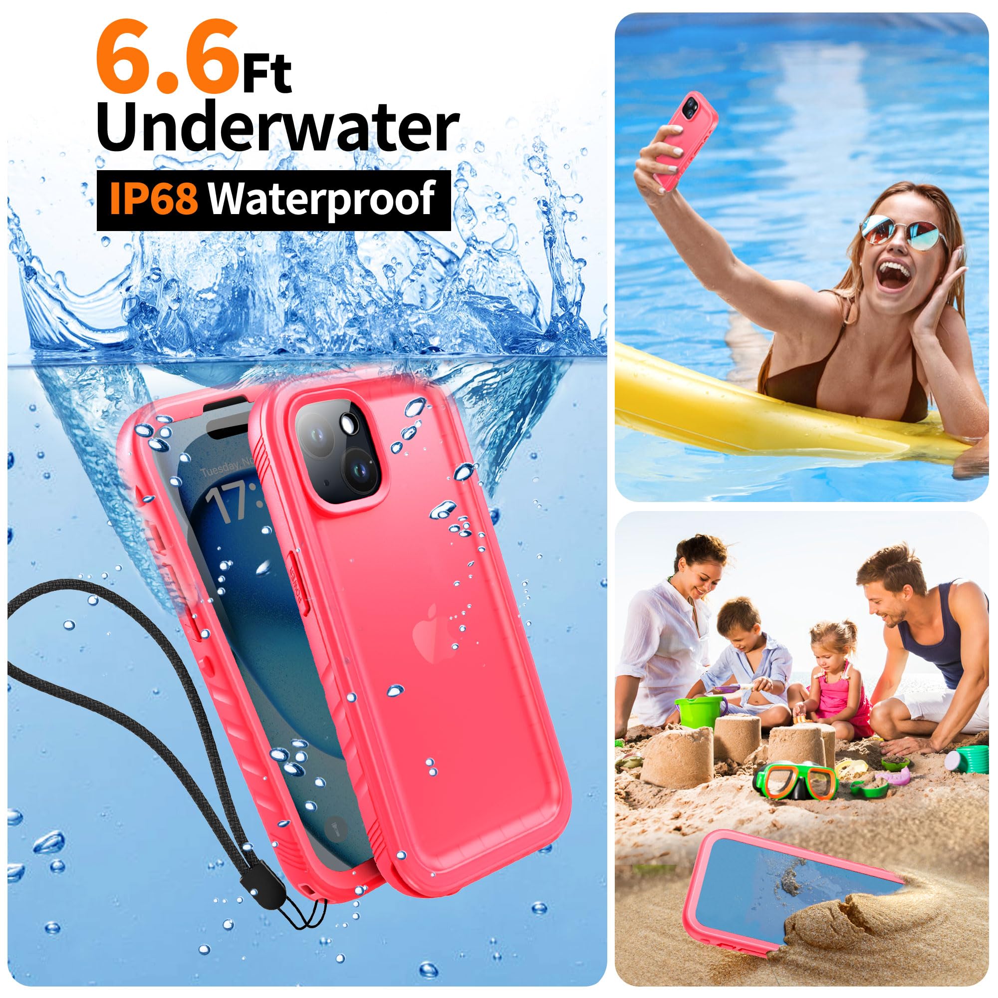Cozycase for iPhone 15 Pink Case Waterproof - Image 3
