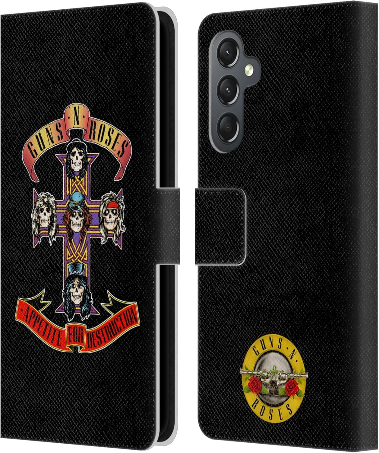 Head Case Designs Officially Licensed Guns N' Roses Appetite for Destruction Key Art Leather Wallet Case Compatible with Samsung Galaxy A25 5G