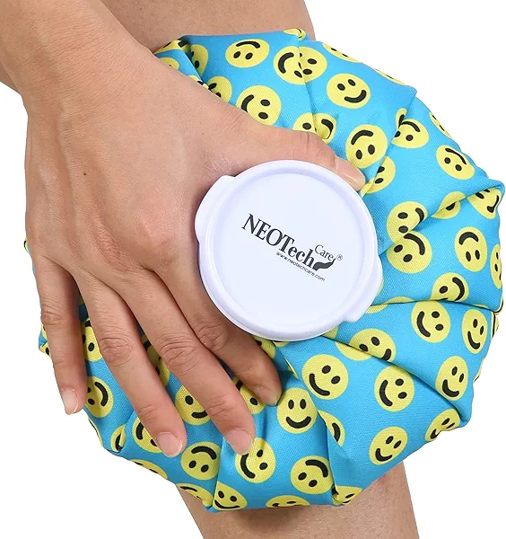 NeoTech Care Ice Bag, Screw Top Fillable, Reusable (Smiley Face Design, 8 inch)