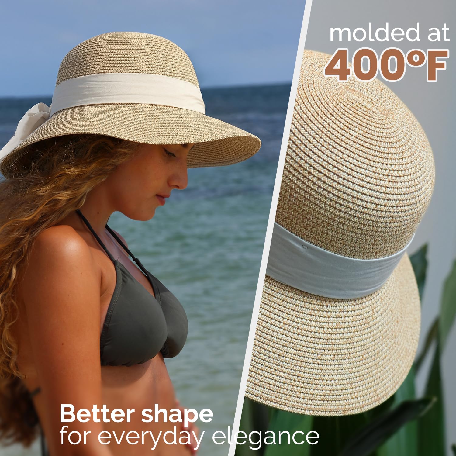 Creekstone Sonnenhut Strandhüte für Damen, UPF 50+ UV Sonnenschutz, Leicht Faltbar, Strohhut für Sommer Reisen