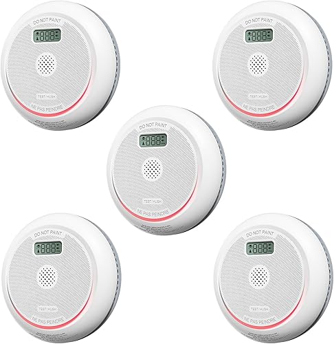 Combo de detector de humo y monóxido de carbono con pantalla LCD, detector de incendios y CO 2 en 1 con indicador LED y botón de prueba, funciona