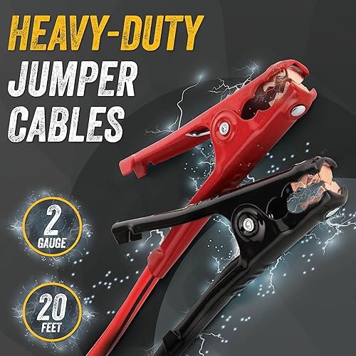 Miniatura 7 de GOODYEAR - 2 calibradores, 20 pies - Transfiere un voltaje mayor que el calibre 4, 6, 8, 10 o 12 - Cables de puente resistentes con funda de PVC,