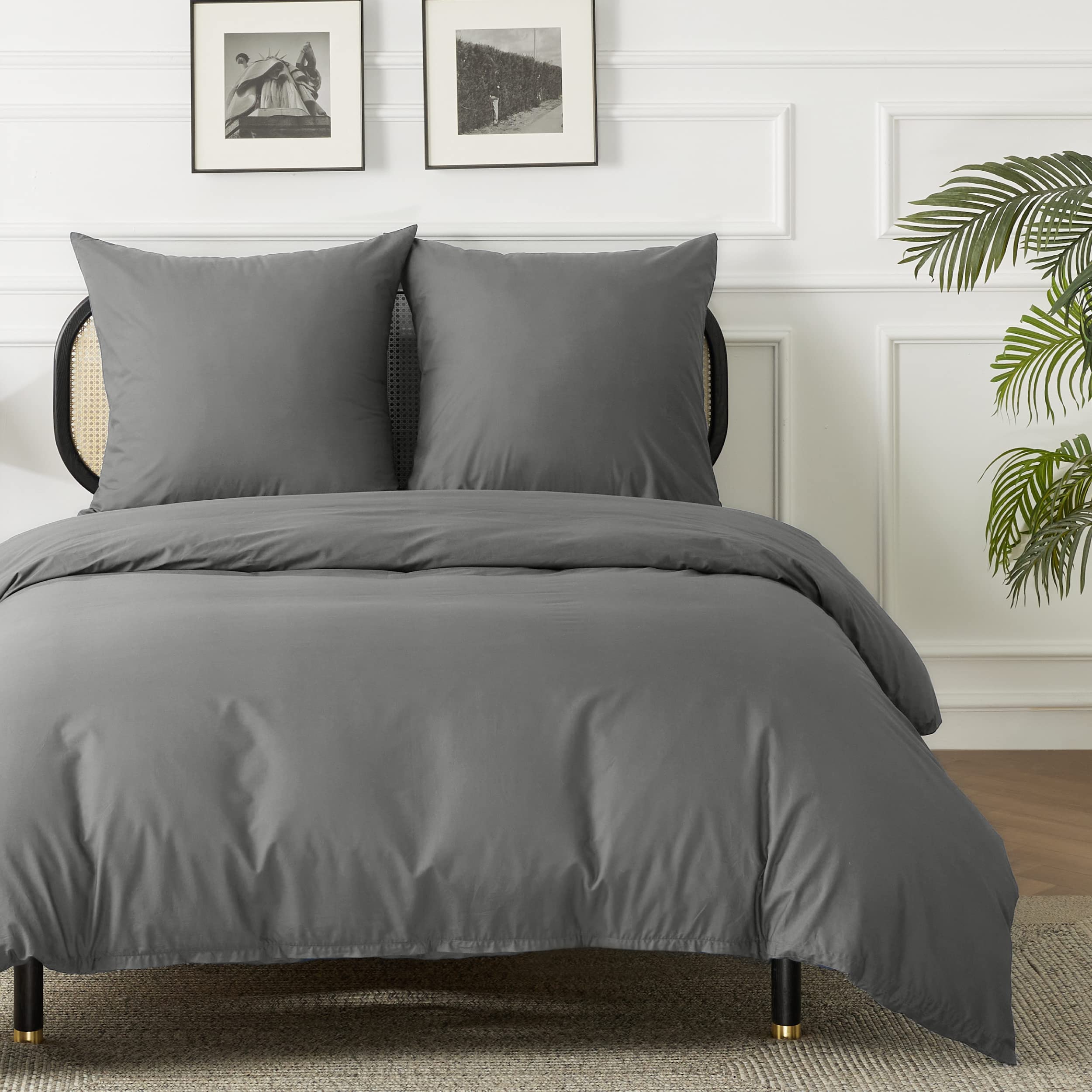 BEDSURE Beddengoed 200 x 200 cm, 3-delig, 1 dekbedovertrek 200 x 200 cm, 2 kussenslopen 80 x 80 cm, Oeko-Tex beddengoedset, polyester microvezel met ritssluiting, grijspaars
