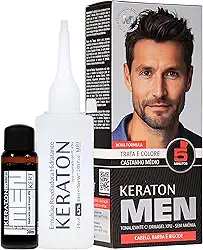 Keraton Coloração Semi-Permanente Em Creme Para Cabelos Sem Amônia Com Cistina Para Cabelos Masculino Com Ormagel Xpu® Men 30Ml Castanho Médio