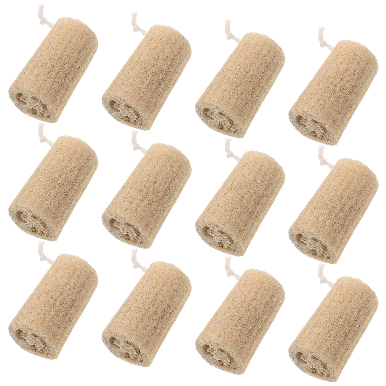 VALICLUD Esponjas de Lufa Naturales Exfoliantes 12 Piezas Paquete de Lufa de Baño Larga y Resistente 10 CM Diámetro 4-6 CM Depurador Corporal para Piel Seca y Ducha Uso Casa y Viajes