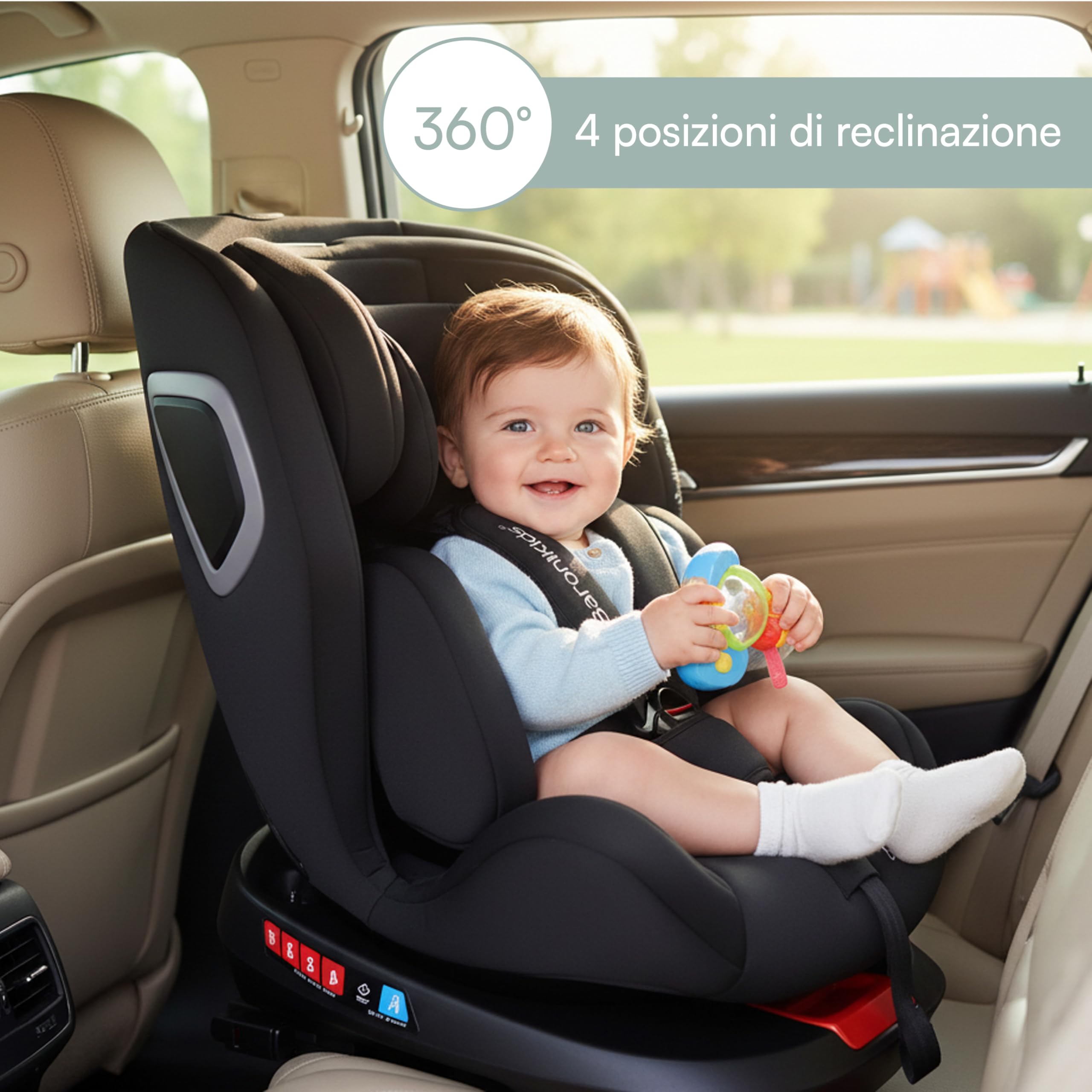 Seggiolino Auto i-Size 40-150 cm ISOFIX Girevole 360° Reclinabile, Dalla Nascita fino a 12 Anni (Standard + Isofix)