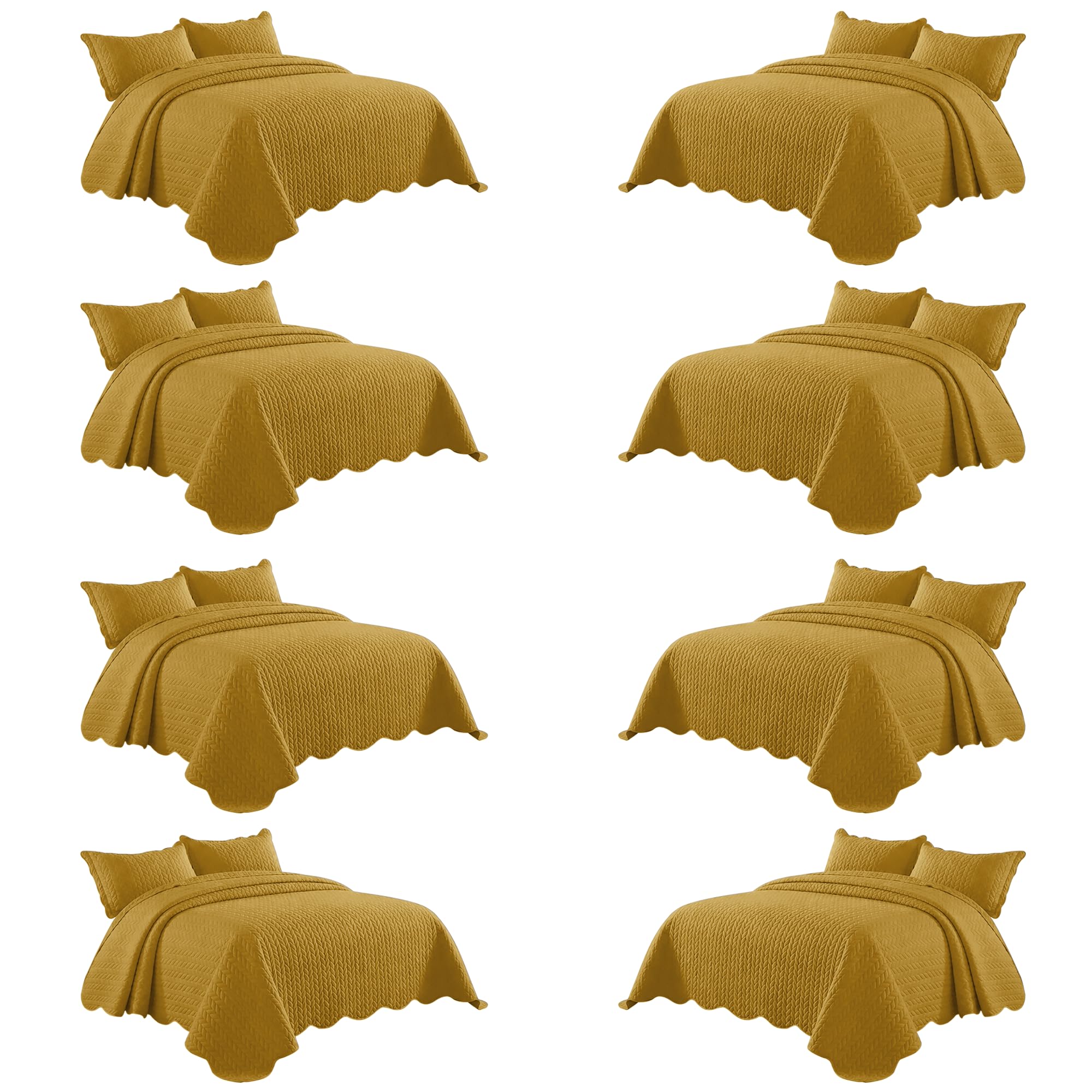 IR Imperial Rooms California King Quilt Bedspread Ochre Leaf 8-Pack
