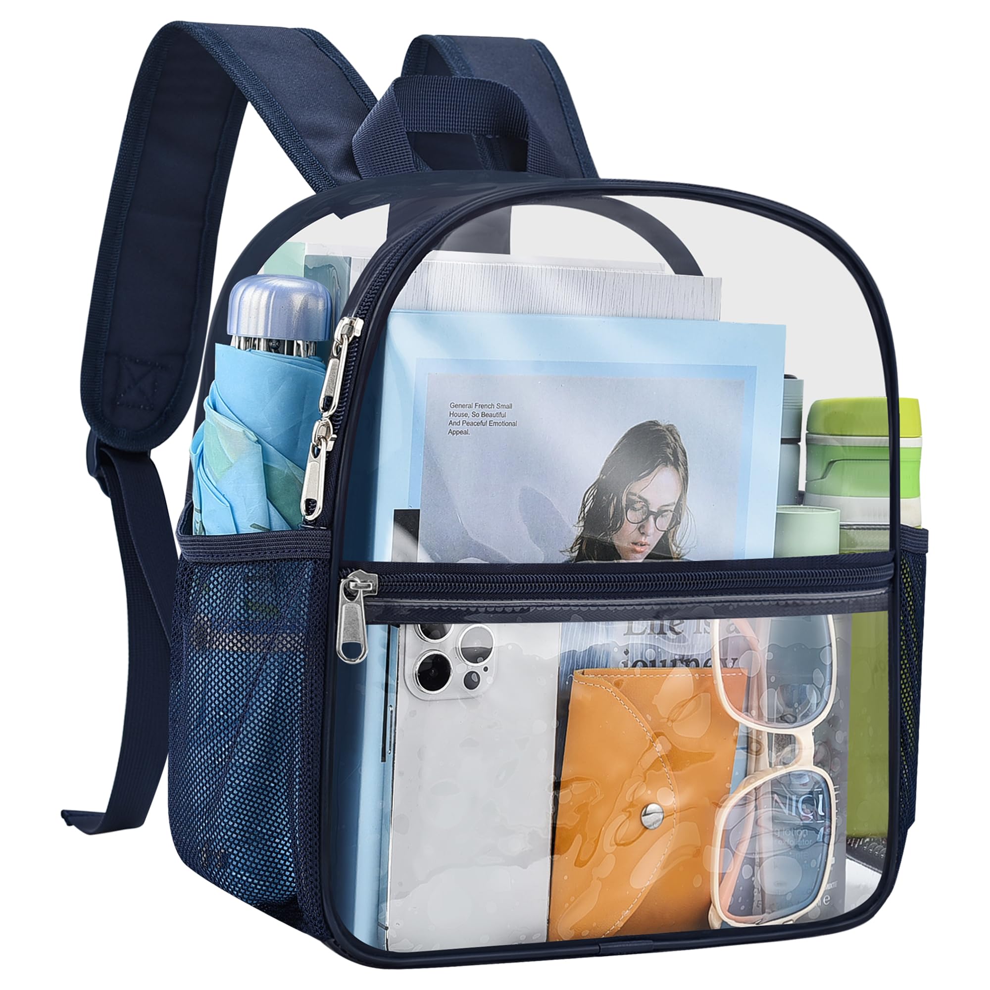 USPECLARE Clear Backpack for Stadium Approved 12×6×12 Transparent Bag | Small Clear Bag with Wider Shoulder Straps for Stadium Events Concert Work Festival