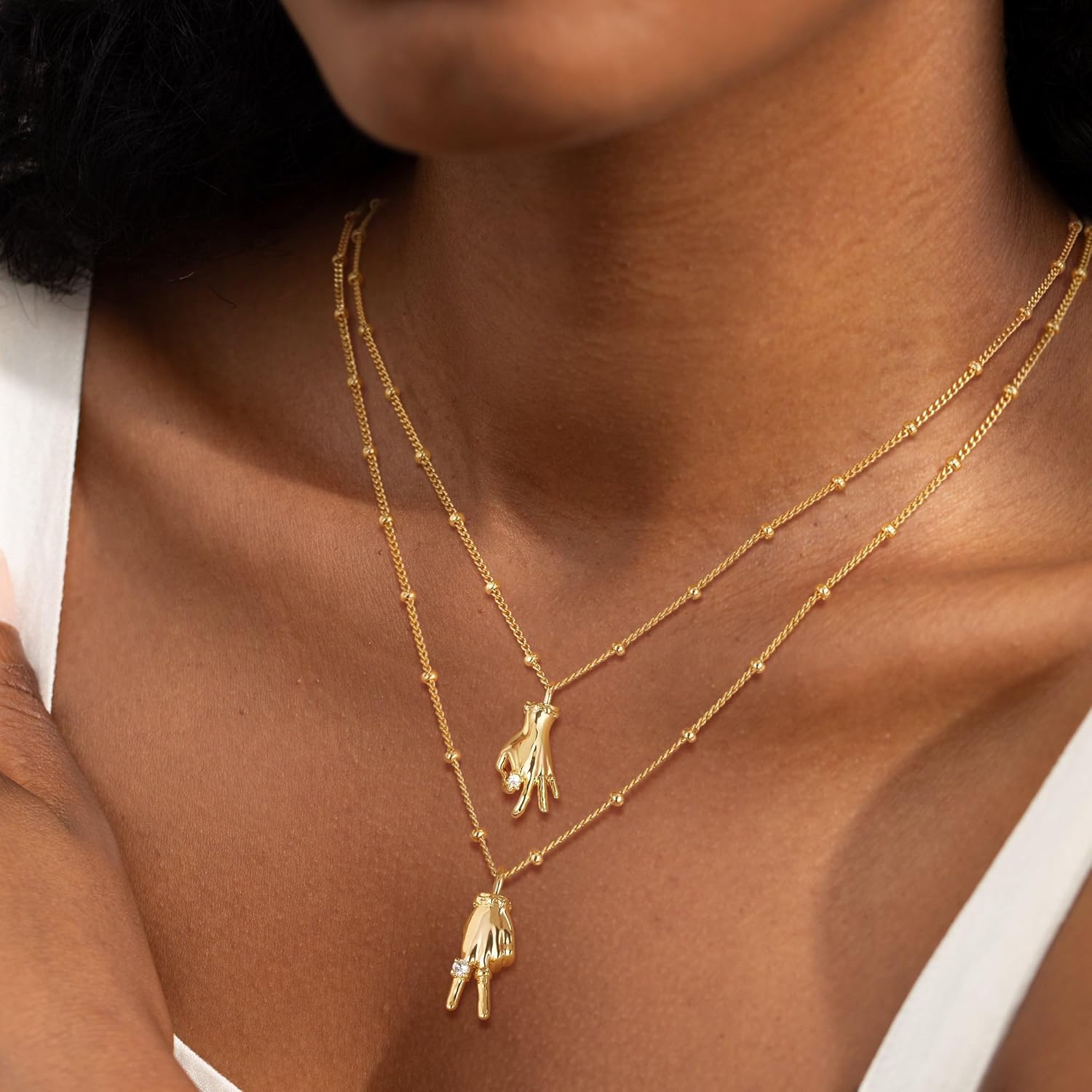 MEVECCO Gold Necklace for Women 18k Gold Plated Gesture Charm Pendant Necklace Handmade Jewelry for Valentine's Day Birthday Gifts - Image 3