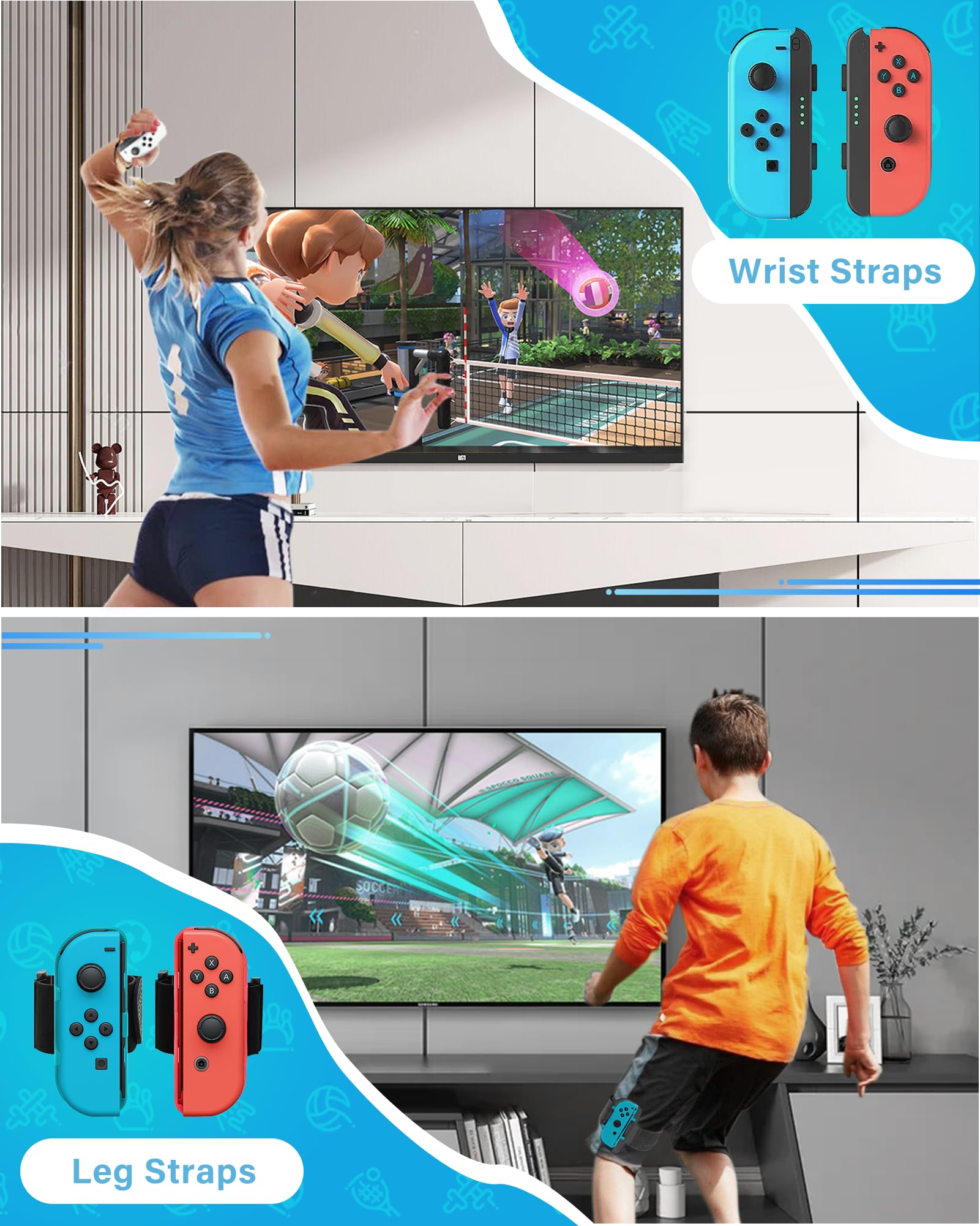 16in1 Switch Sport Zubehör für Nintendo Spiele: Familie Switch Spiele Zubehör Bundle Set Kit für Nintendo Switch/OLED Sportspiele
