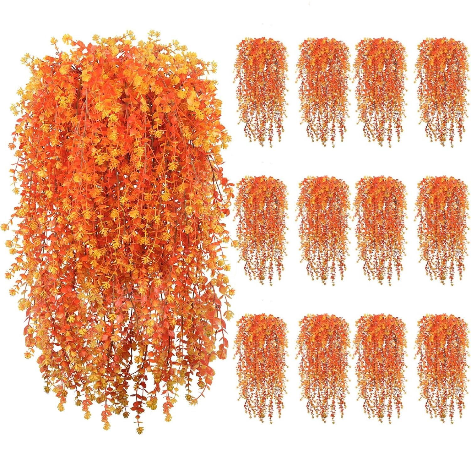 12Pcs Autumn Artificial Hanging Plants Fake Hanging Flowers Autumn Decor