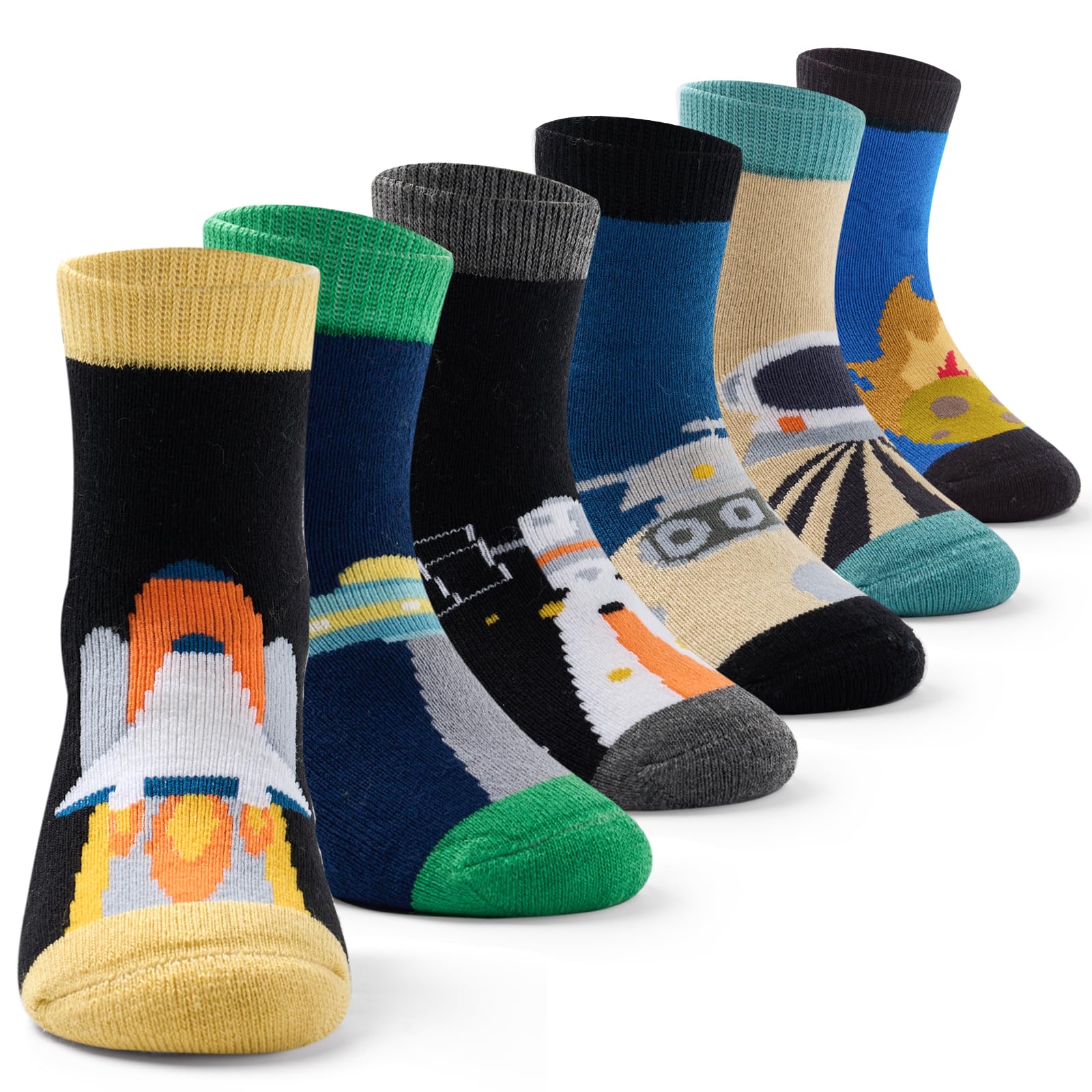 Aisyee Boys Winter Socks Kids Warm Crew Socks Thermal Terry Socks for Boys 6 Pack