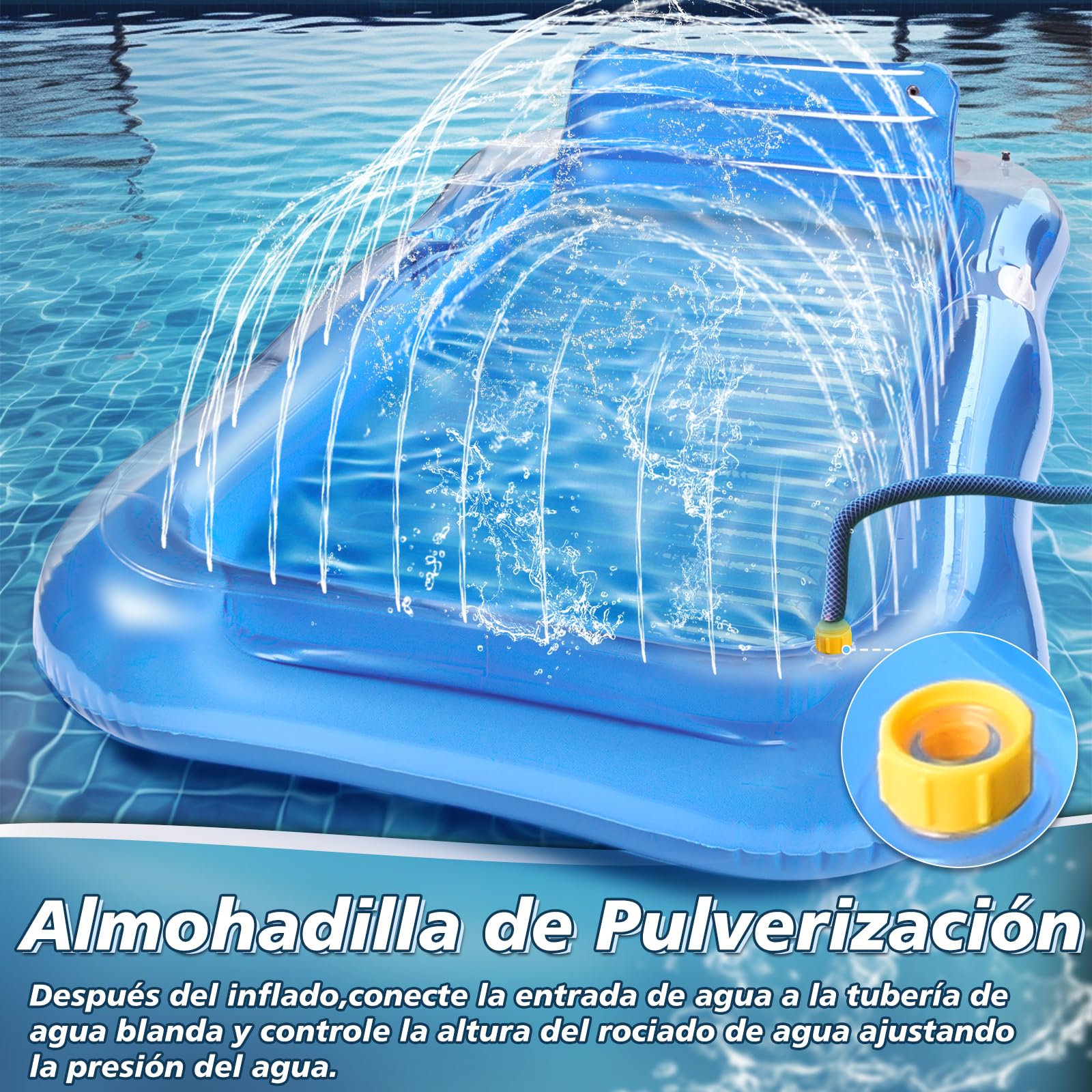 JONRRYIN Colchoneta Piscina Adultos, Flotador Hinchable Tipo Hamaca, Tanning Pool con Reposacabezas, Colchoneta Flotante 200 × 124 cm para Playa Lago Fiestas Verano Juguetes Acuáticos