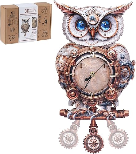 Rompecabezas de madera 3D para adultos, rompecabezas 3D con péndulo, rompecabezas mecánicos 3D de búho para adultos, manualidades para adultos,
