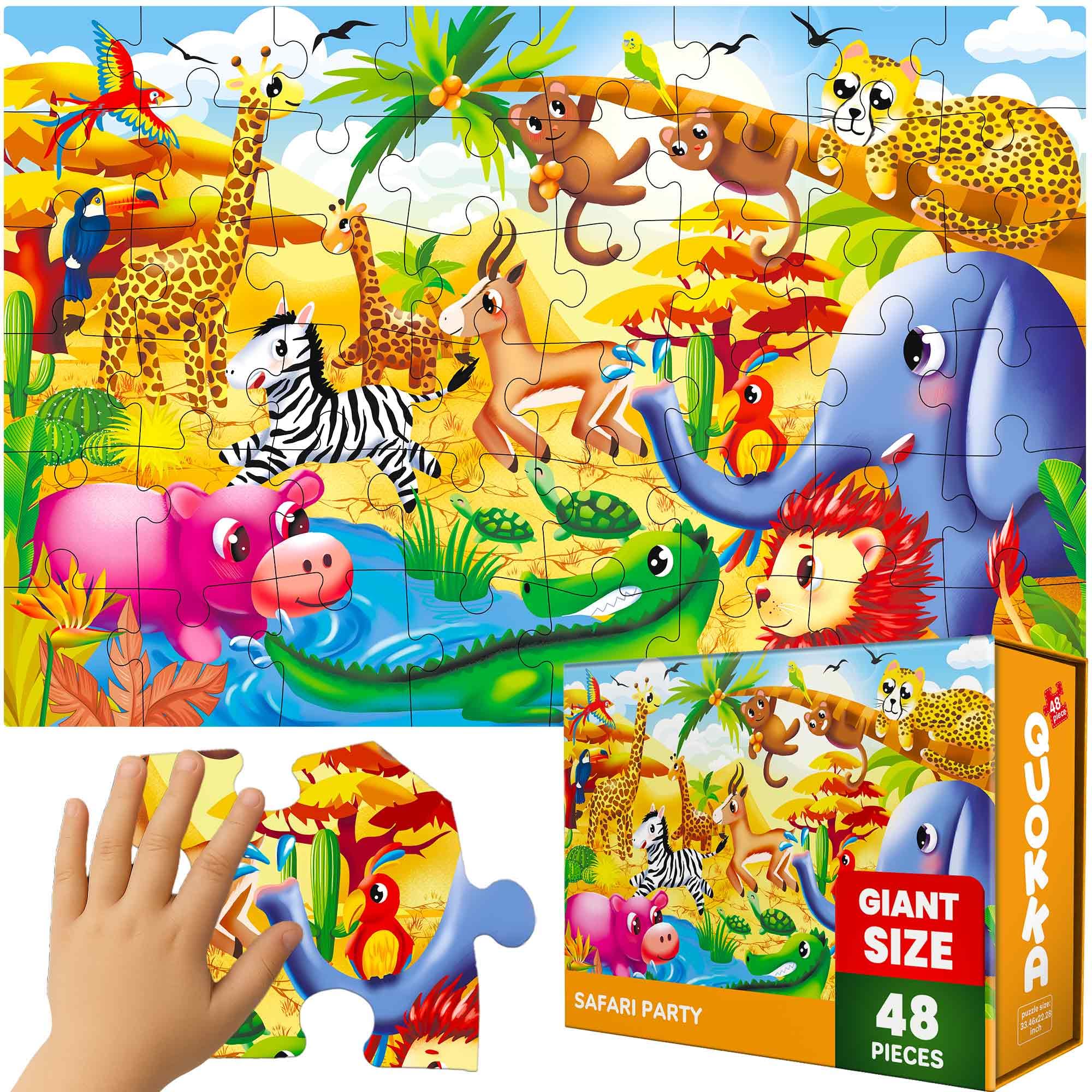 QUOKKA Puzzle Grandi Bambini 2 3 4 Anni - 60x90 cm Puzzle 48 Pezzi Gigante da Pavimento Bambini 5 6 Anni - Giochi Educativi - Grande Giocattolo Africa per Ragazzi e Ragazze dai 2 ai 6