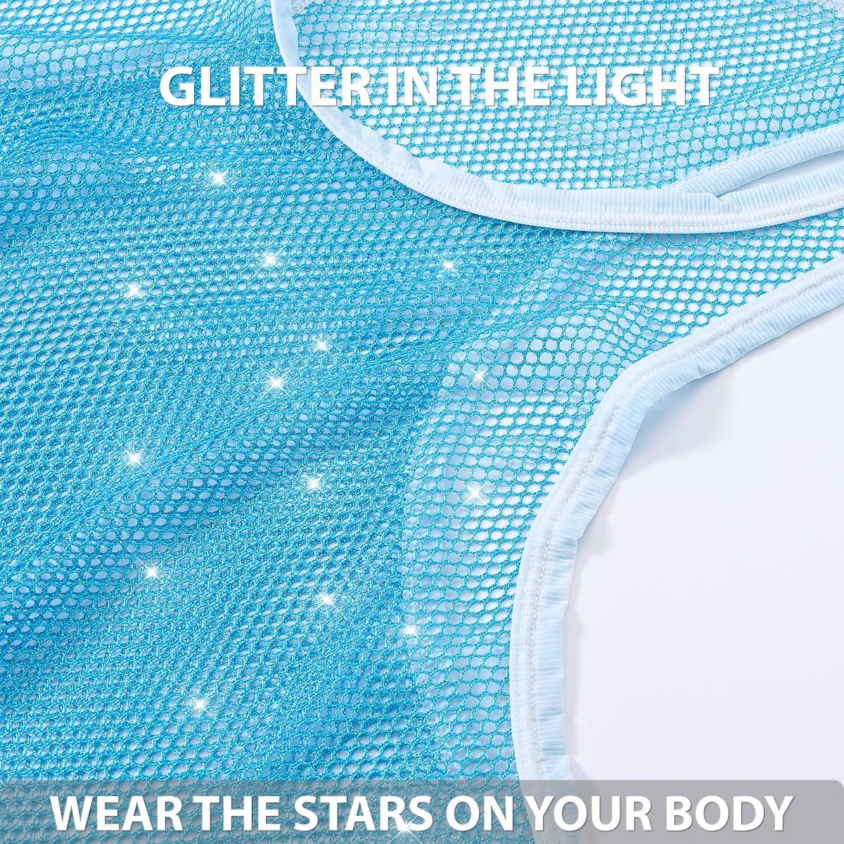 Mens Mesh Tank Tops Sheer Sexy Fishnet Sleeveless See Through Workout Glitter Sparkly - Image 3