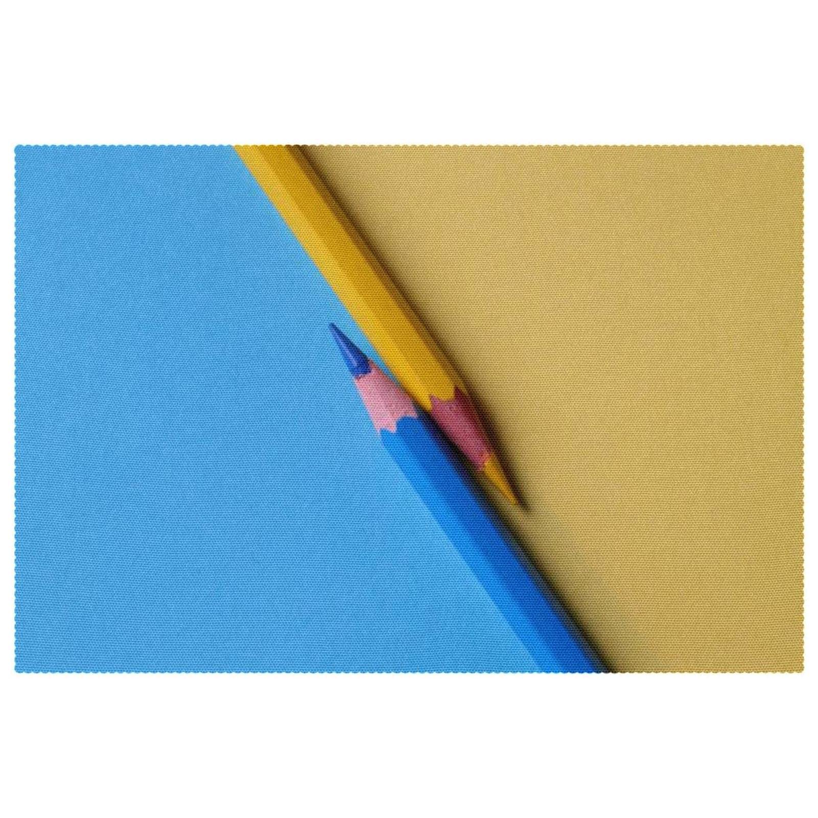 Set de table crayons de couleur bleu jaune lot de 6 tapis de table repas enfant de 30x45 cm