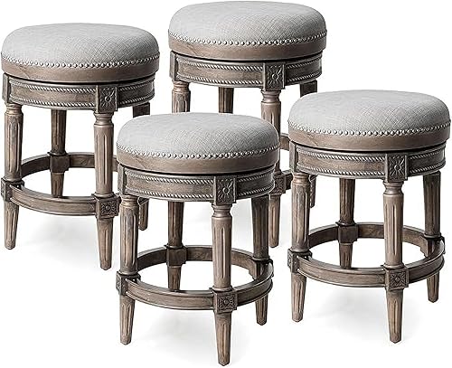 Miniatura 16 de Maven Lane Pullman Taburete de 26 Pulgadas de Altura, sin Respaldo, con Acabado de Roble Recuperado, Altura de Mostrador, Tapizado con Asiento de