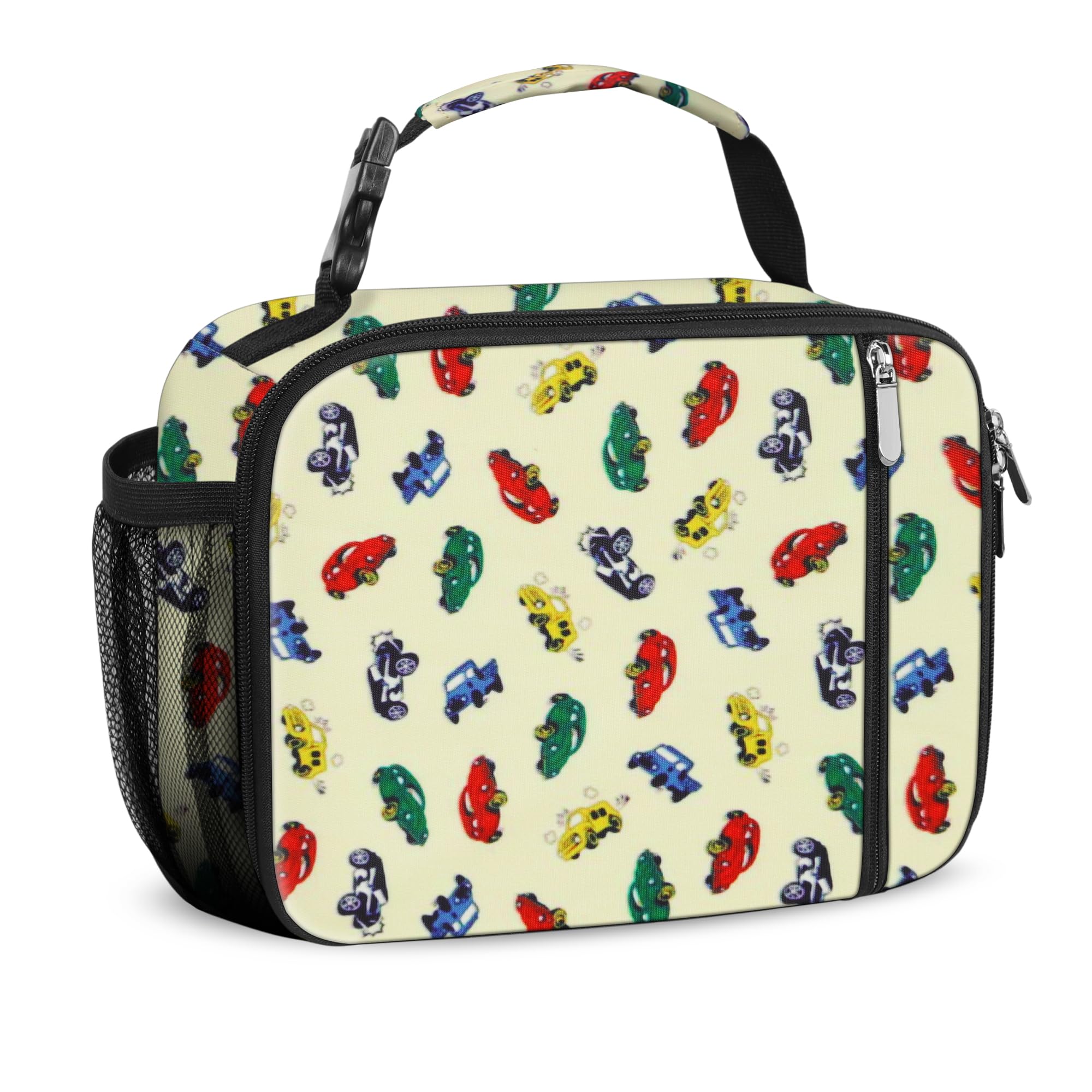 esoulerLunch Box Kids Insulated Lunch Bag for Boys & Girls Durable Children Lunchbox for School with Water Bottle Holder-Car