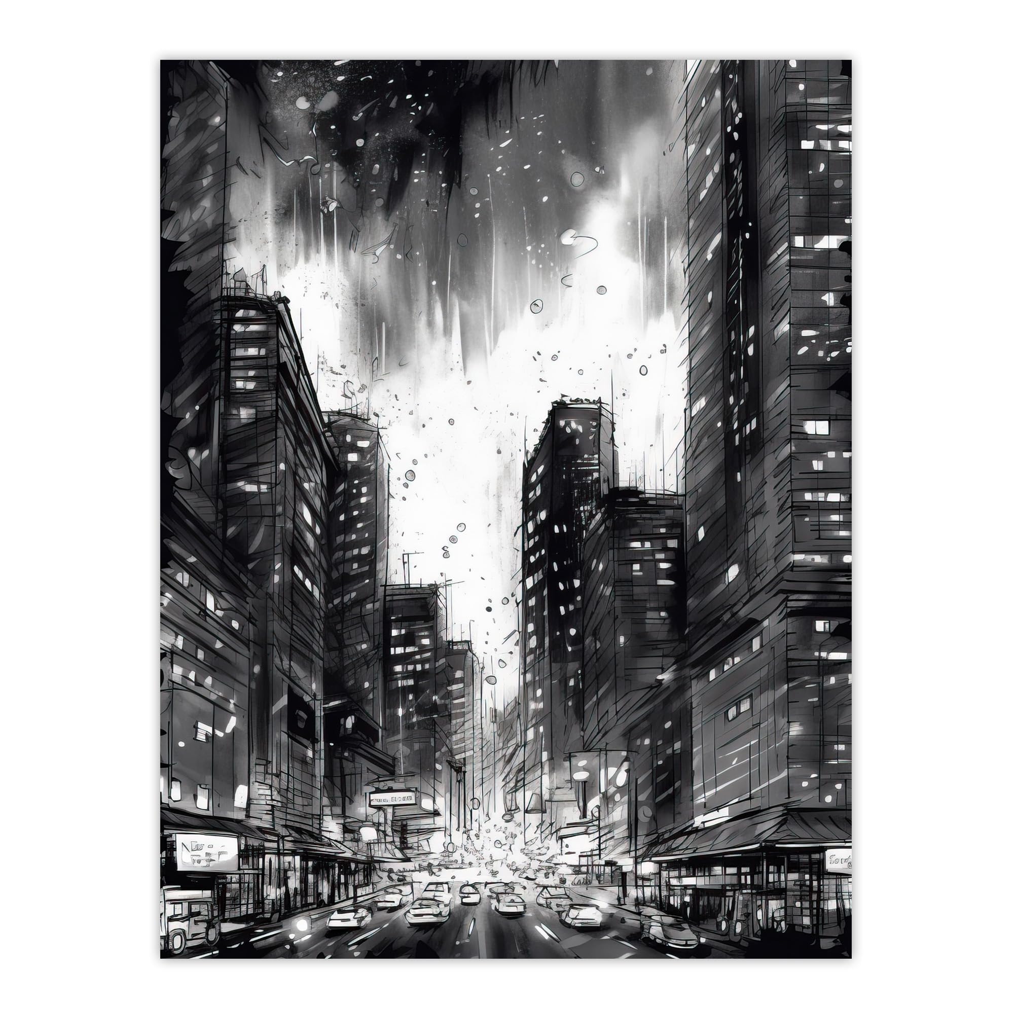 Artery8 Chicago Ink Sketch Cityscape Poster Print - 18x24 Inch