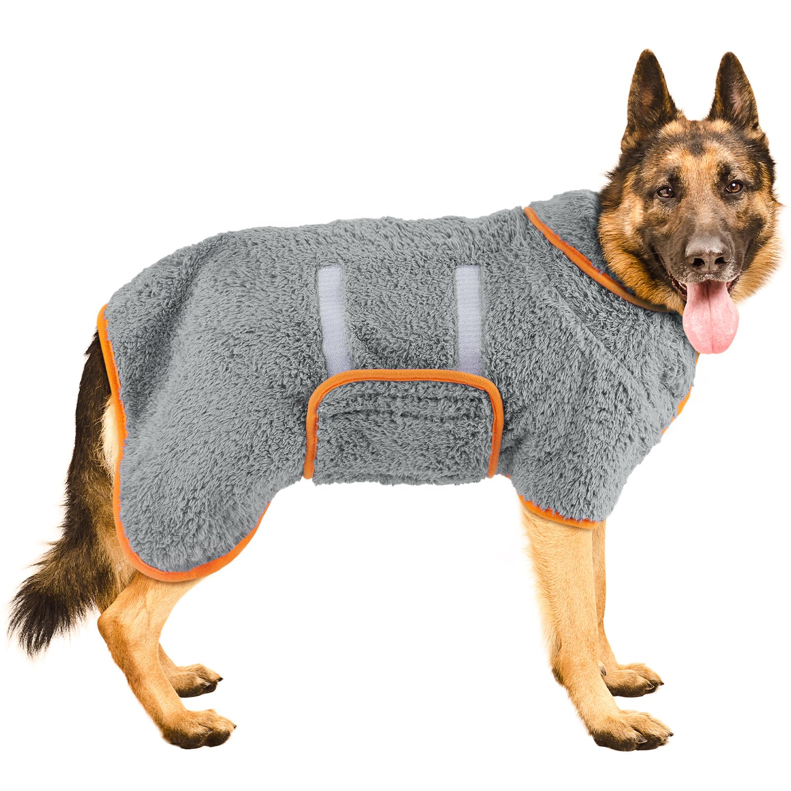 BienbeeDog Bathrobe, Quick Drying Dog Robe Super Absorbent Dog Towels for Drying Dogs, Warm Keeping Dog Robes for After Bath Dogs Bath Supplies Gray XXL