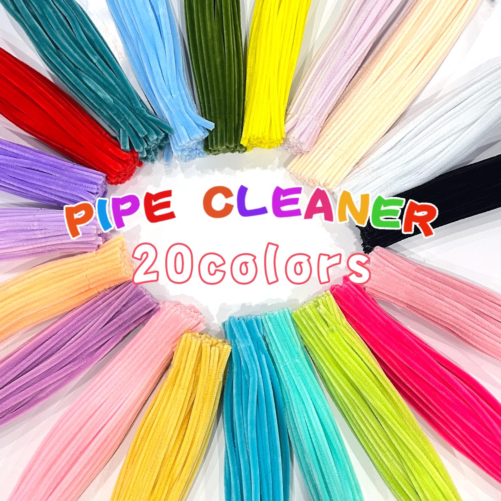 URADIART Lot de 1 000 cure-pipes en chenille de couleurs assorties pour loisirs créatifs, décorations scolaires (6 mm x 30,5 cm)