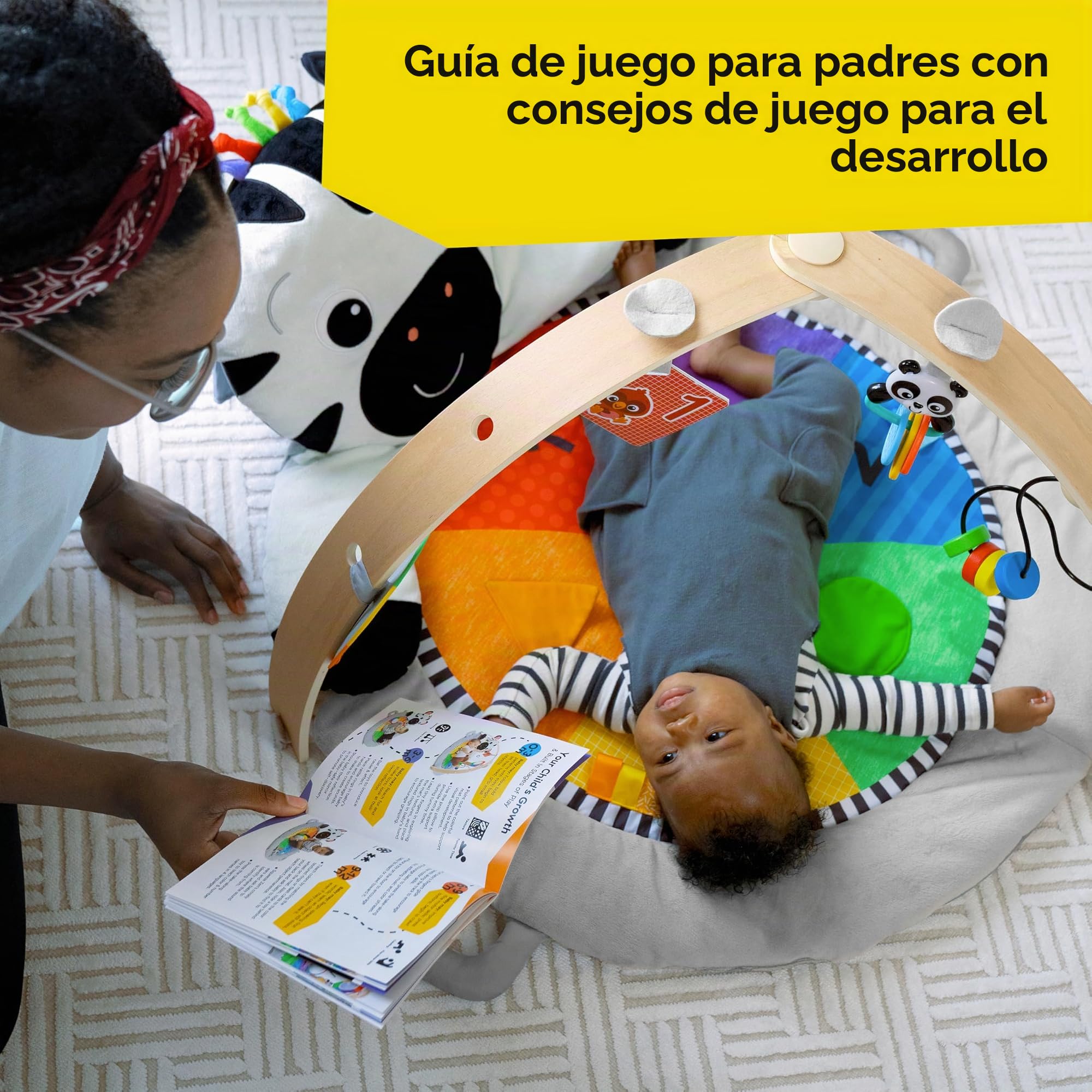 Baby Einstein, Gimnasio de Peluche con Barra de Madera, para bebés y niños pequeños, 0-12 Meses, Lavable a máquina