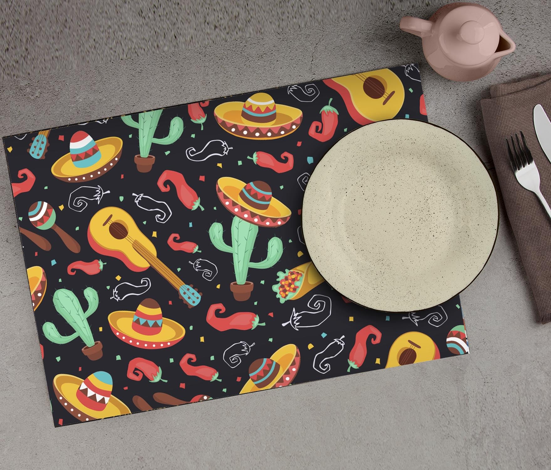 Non-Slip Rubber Placemats for Dining Table – Heat Resistant, Anti-Skid Table Mats for Home & Kitchen – Set of Stylish, Durable Place Mats (Set of 4)-06