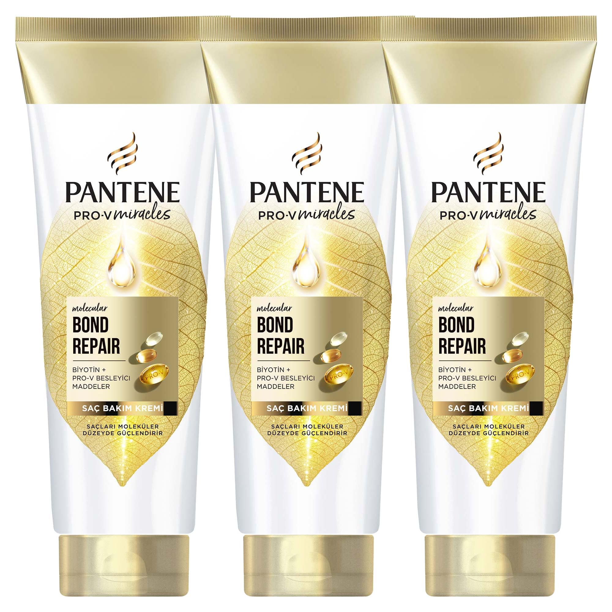 PANTENE PRO-V Miracles Molecular Bond Repair Saç Bakım Kremi Yıpranmış Saçlar için 160 ml 3lü paket