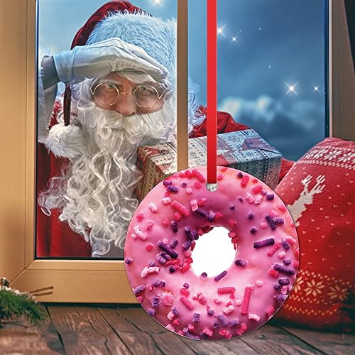 Miniatura 9 de godblessign Donut rosa con chispas de comida adorno de Navidad dona colgante adorno de comida dulce adorno de Navidad dona adorno de cerámica