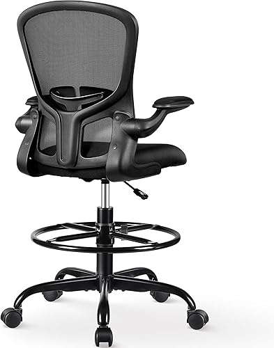 Miniatura 8 de FelixKing Silla de dibujo, sillas altas de oficina con anillo reposapiés, silla alta de escritorio de pie en casa con soporte lumbar, altura de