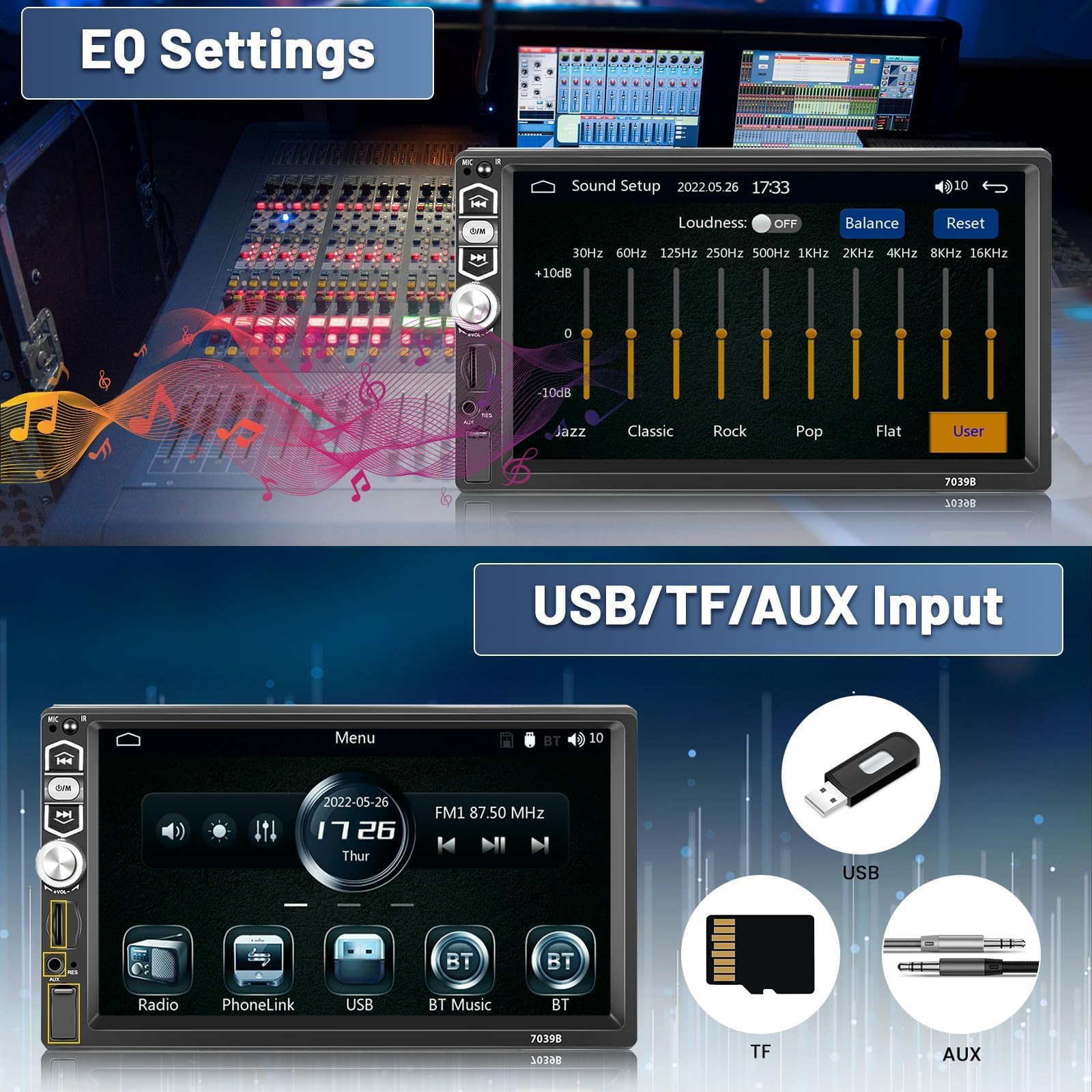 Inefala 2 Din Autoradio Mit Wireless CarPlay & Android Auto - 7 Zoll Touchscreen