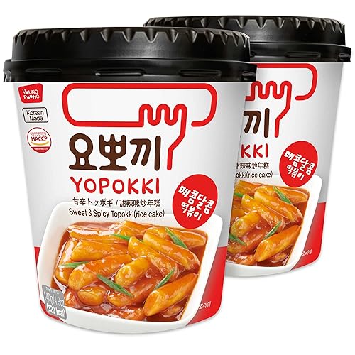 Yopokki Sweet Mild Spicy Tteokbokki Cup I Korean Topokki Instant Retort Pastel de arroz taza de 2 salsa dulce y suave con sabor picante Snack