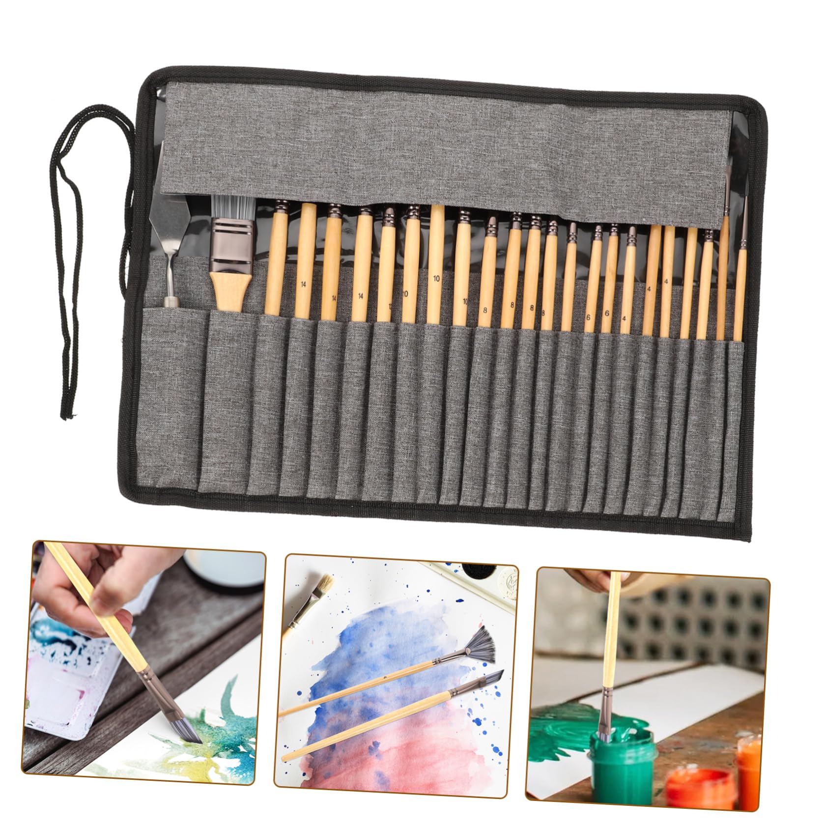 PLAFOPE Set de Pinceaux D’Artiste et Bois en Nylon Lot de 24 Polyvalents pour Détail et Création Artistique pour Aquarelle, Peinture Acrylique et Huile