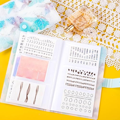 Miniatura 6 de PAGOW 240 ranuras (2 paquetes) de calcomanías de arte de uñas de mariposa, libro de almacenamiento, impermeable, organizador de calcomanías de uñas,