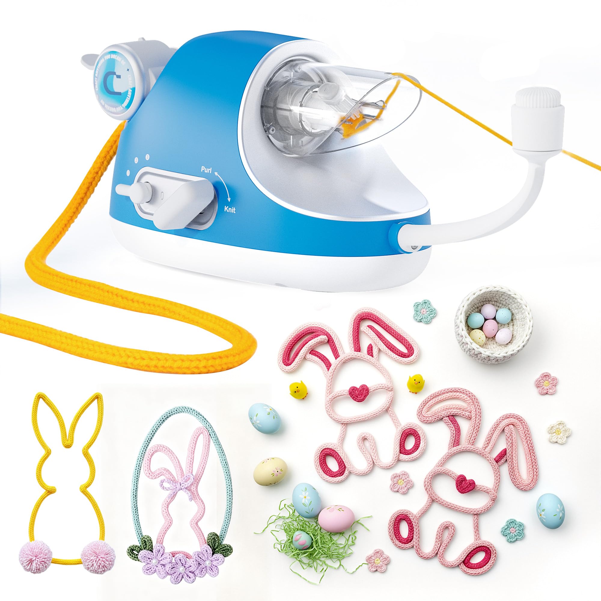 Caydo Tricotin Elettrico PRO, Macchina per Tricotin con Potente Regolabile a 3 velocità, Macchina Tricotin Elettrica Creazione di iCord in Maglia Filo per Tricotin Automatico Strumento per Maglieria