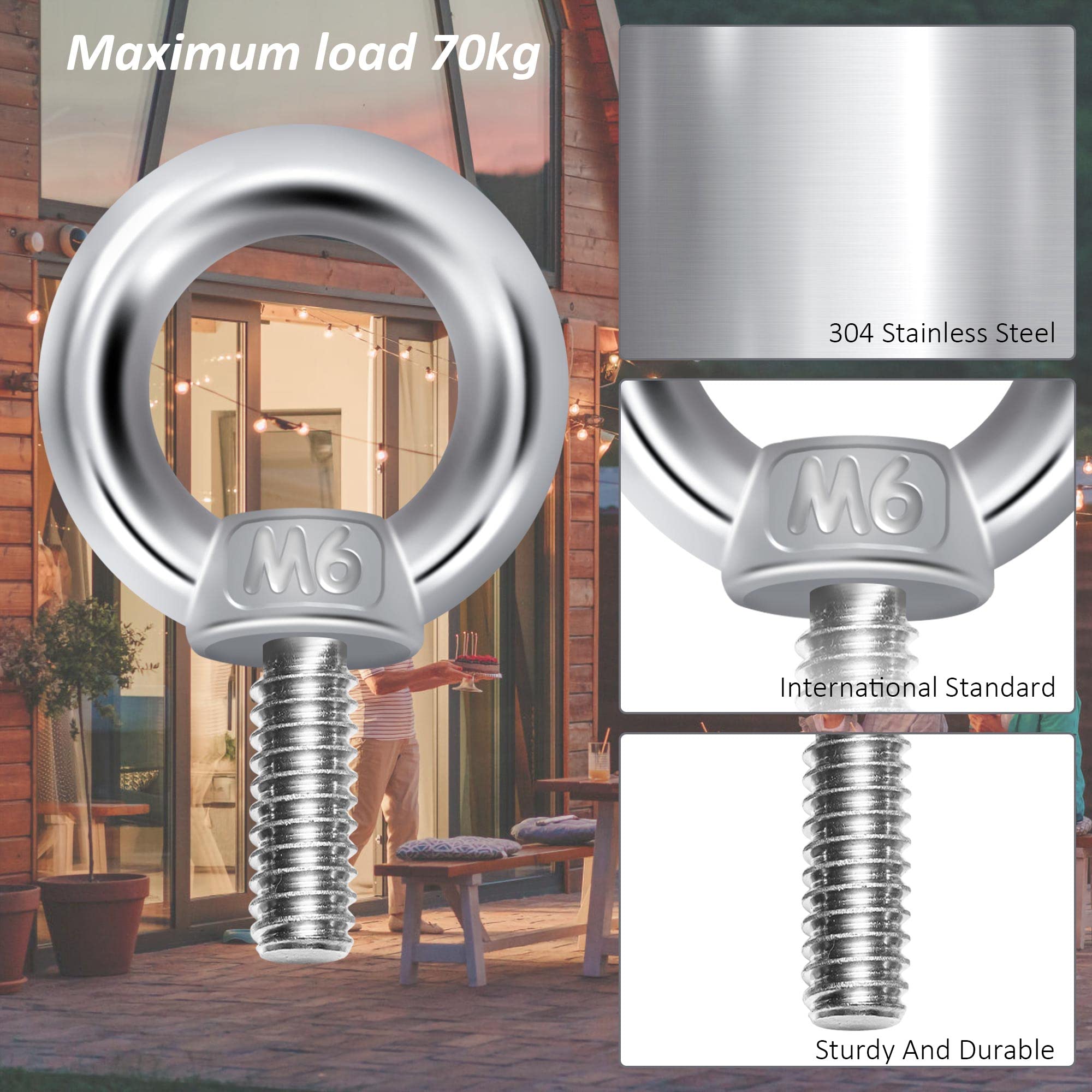 10 Stuks M6 Oogbouten, 304 Roestvrij Staal Ronde Ringbouten, Schroefdraad Ringschroef, Metrische Ringbouten Hardware Ringschroeven, Oogbout voor Bevestiging en Ophanging 10 Stuks M6 Oogbouten, 304 Roestvrij Staal Ronde Ringbouten, Schroefdraad Ringschroef, Metrische Ringbouten Hardware Ringschroeven, Oogbout voor Bevestiging en Ophanging