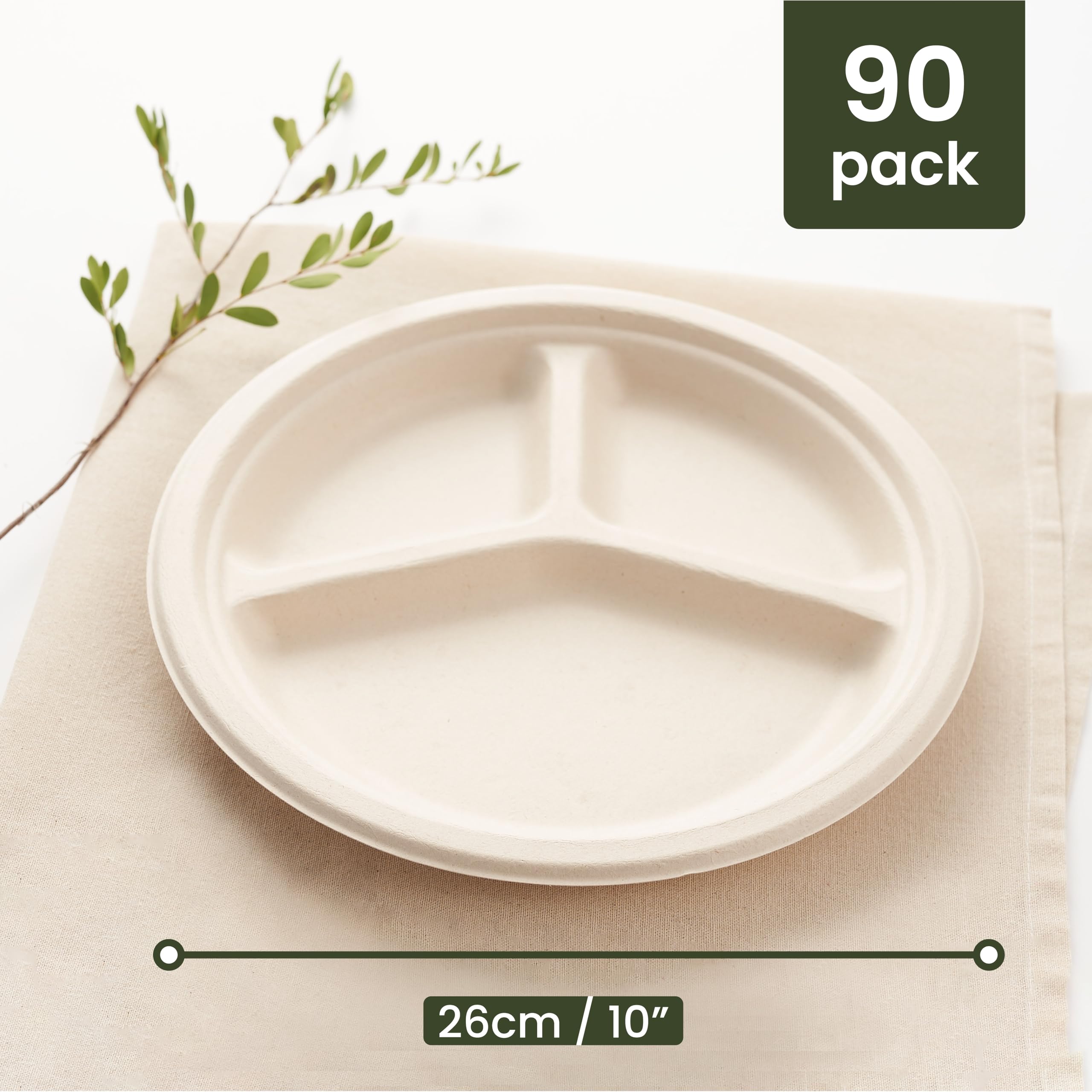 Wisefood Platos De Caña De Azúcar – 800 Unidades De Bagazo Desechable