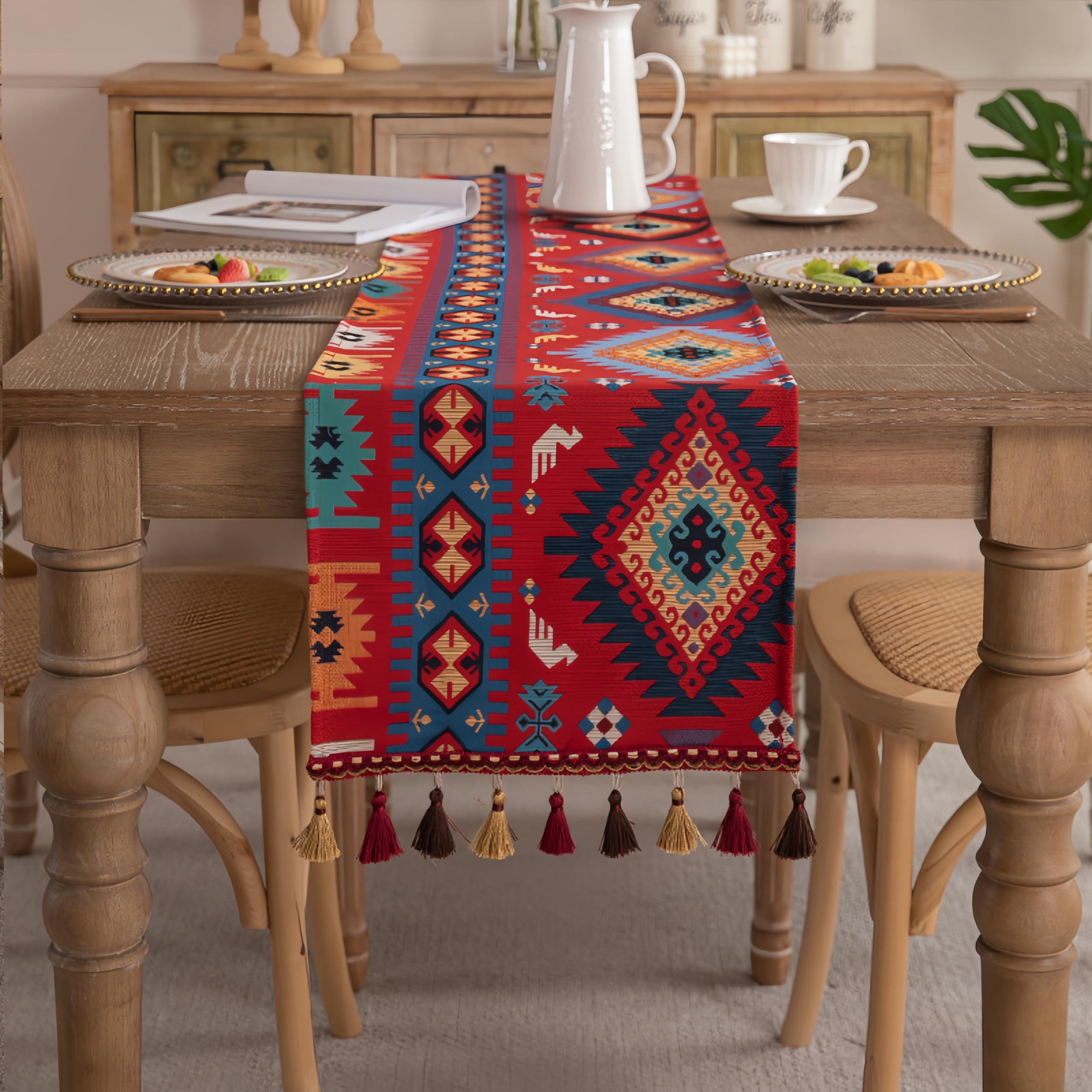 YYKSYDPT Autumn Jacquard Table Runner,Vintage Boho Spring Table Runner