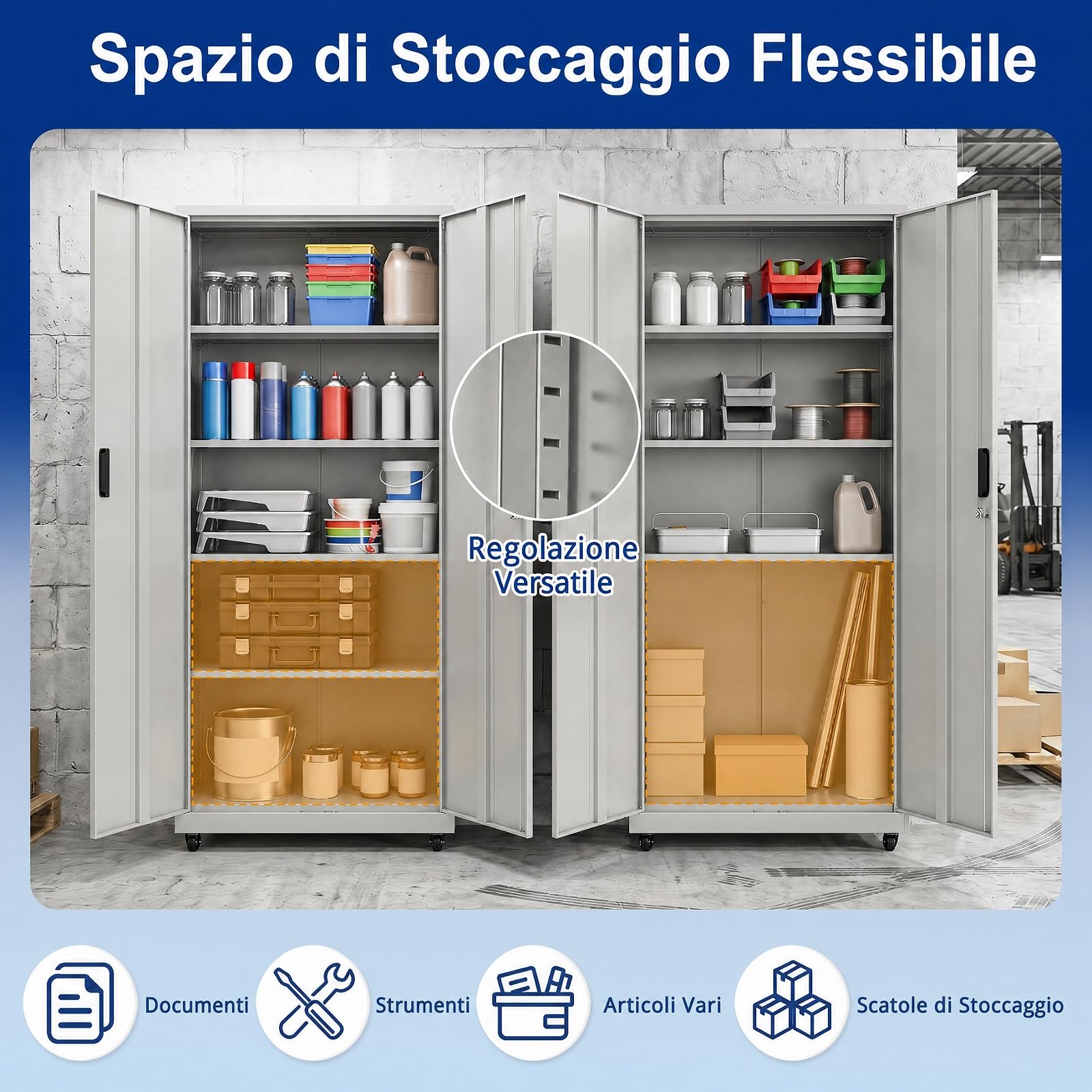 COSTWAY Armadio Archivio a 5 Ripiani in Acciaio, Mobile Regolabile (Grigio)