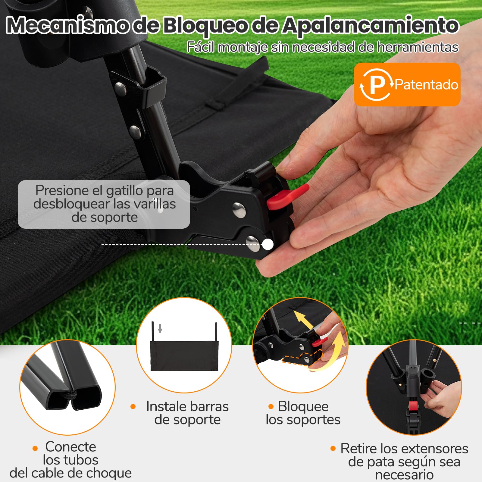 COSTWAY Cama Plegable Camping, Altura Ajustable, Catre Plegable Camping Portátil, Bolsillo Lateral y de Malla, Bolsa de Transporte, Campismo Playa Senderismo Oficina, 193 x 70cm, Carga 150kg