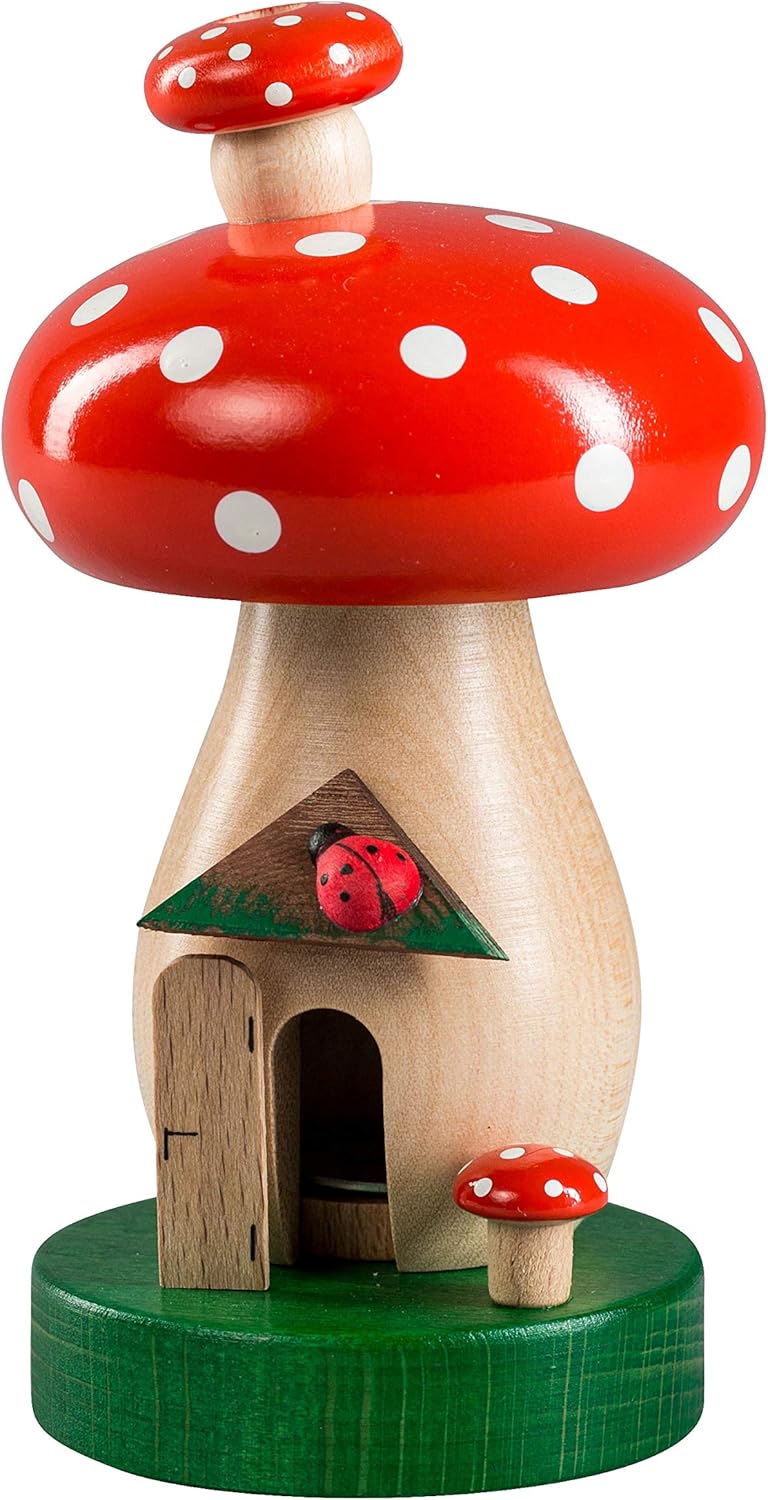 German Incense Smoker Toadstool, Height 14 cm / 6 inch, Original Erzgebirge by Richard Glaesser Seiffen