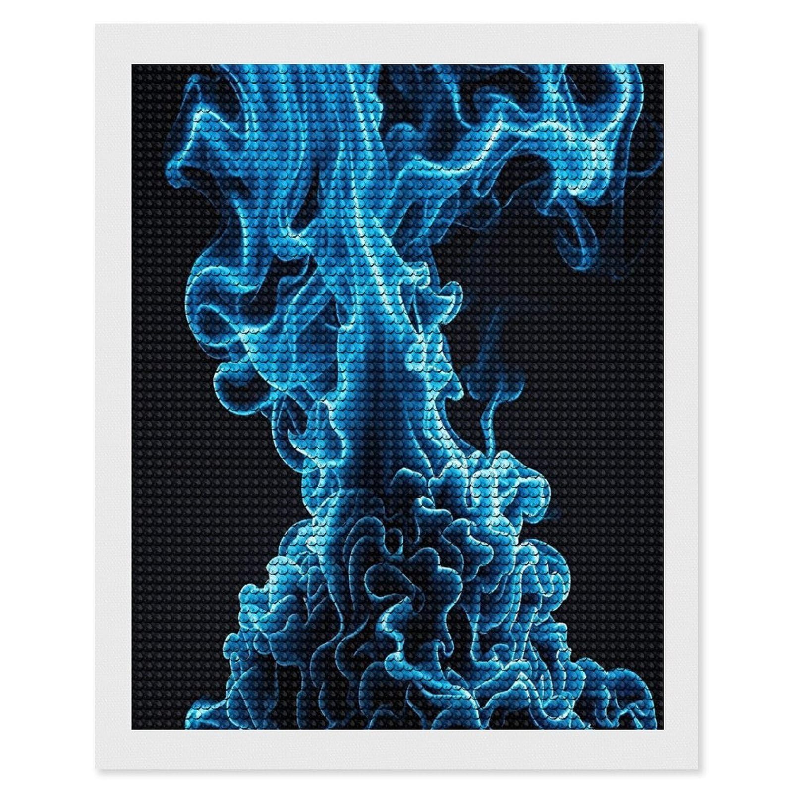FekiLoot Blue Flame Diamond Painting Kits for Adults Full Round Drill Diamond Art Kits for Beginners 5D DIY Diamond Dots Paintings Diamonds Pictures Gem Art Home Wall Decor 16"x20"