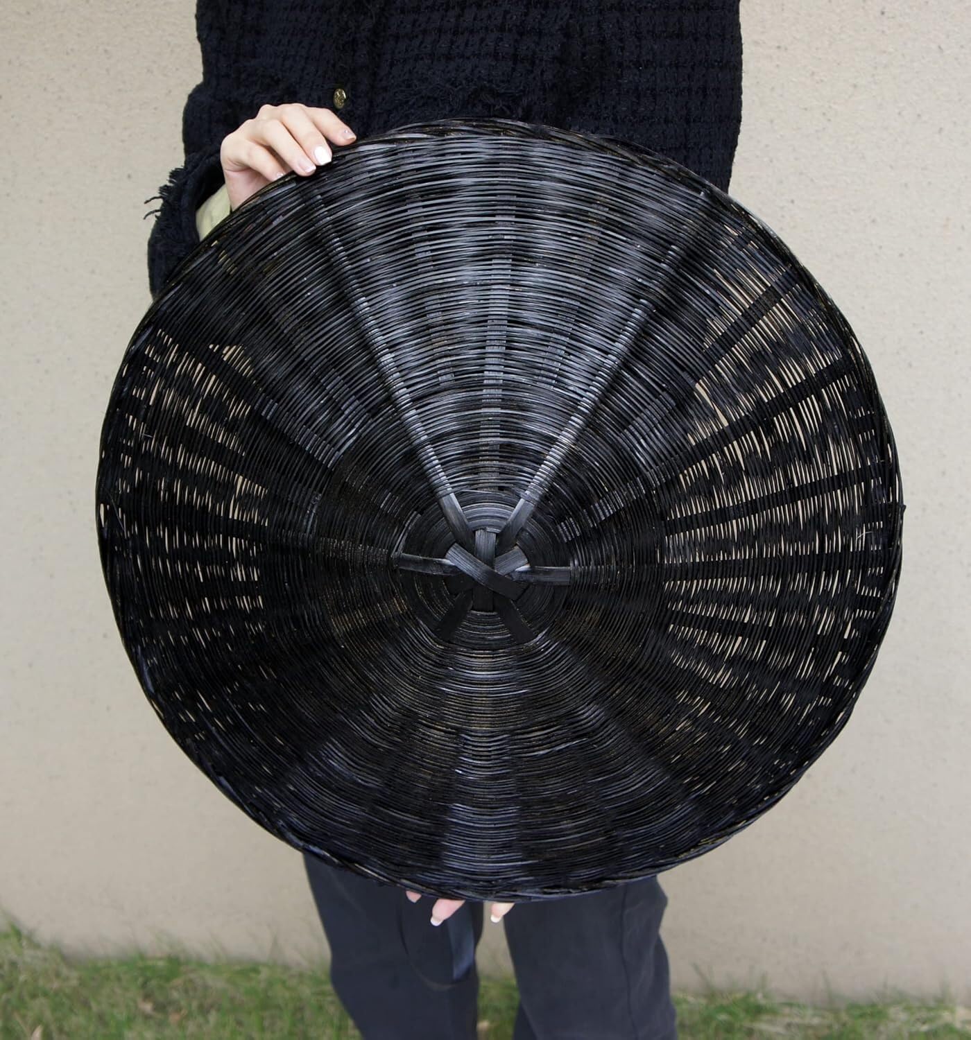 Cappello di bambù Cinese, Cappello da Cosplay Tradizionale da spadaccino Samurai, Cappello Cinese in bambù, Diametro 21" x profondità 4"(Svart)