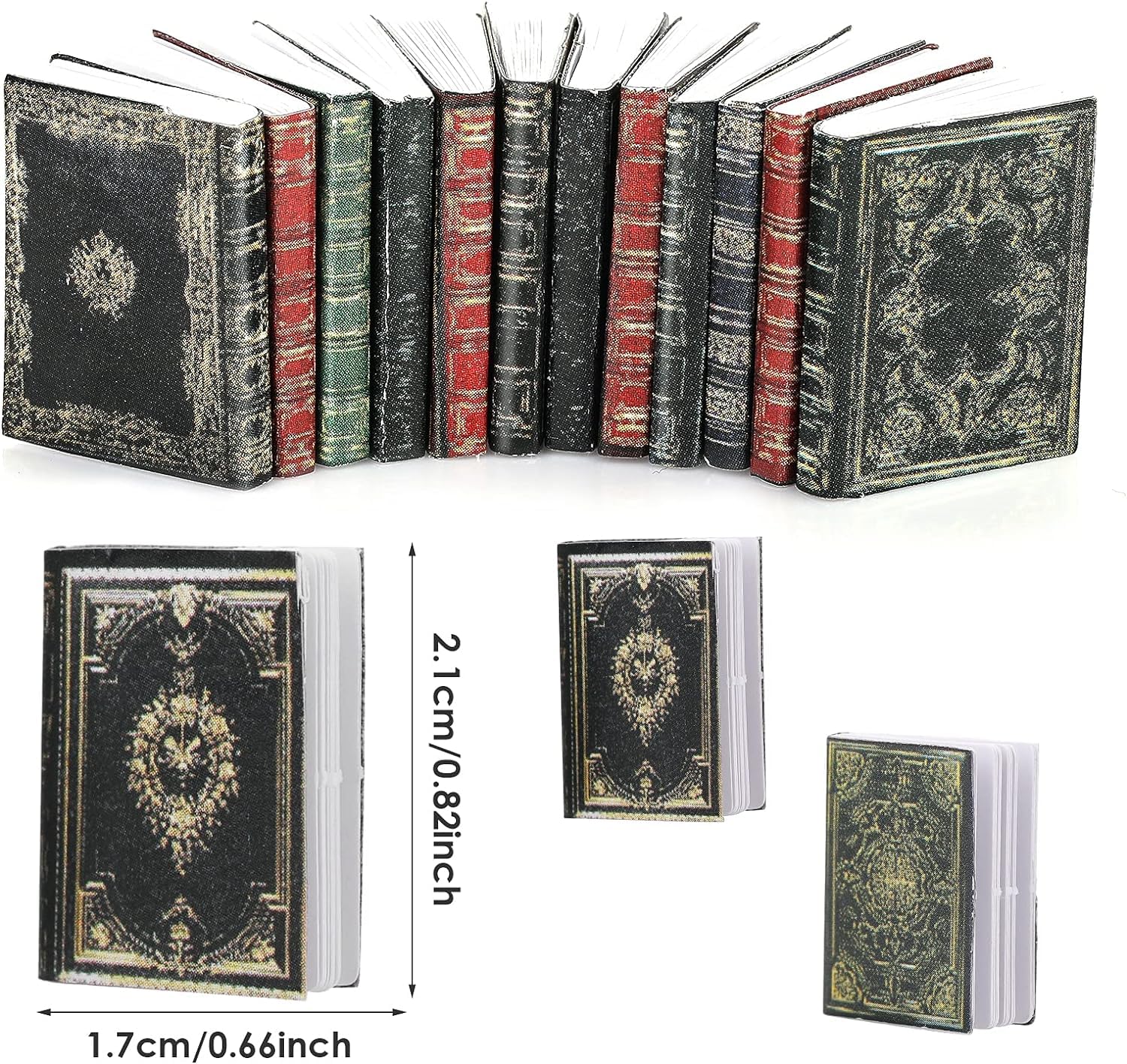 INNPOLE Miniatures Dollhouse Books, 1:12 Scale Mini Books, Model Decoration for Dollhouse Accessories Boys and Girls Play Entertainment Supplies (9 Pcs) 1