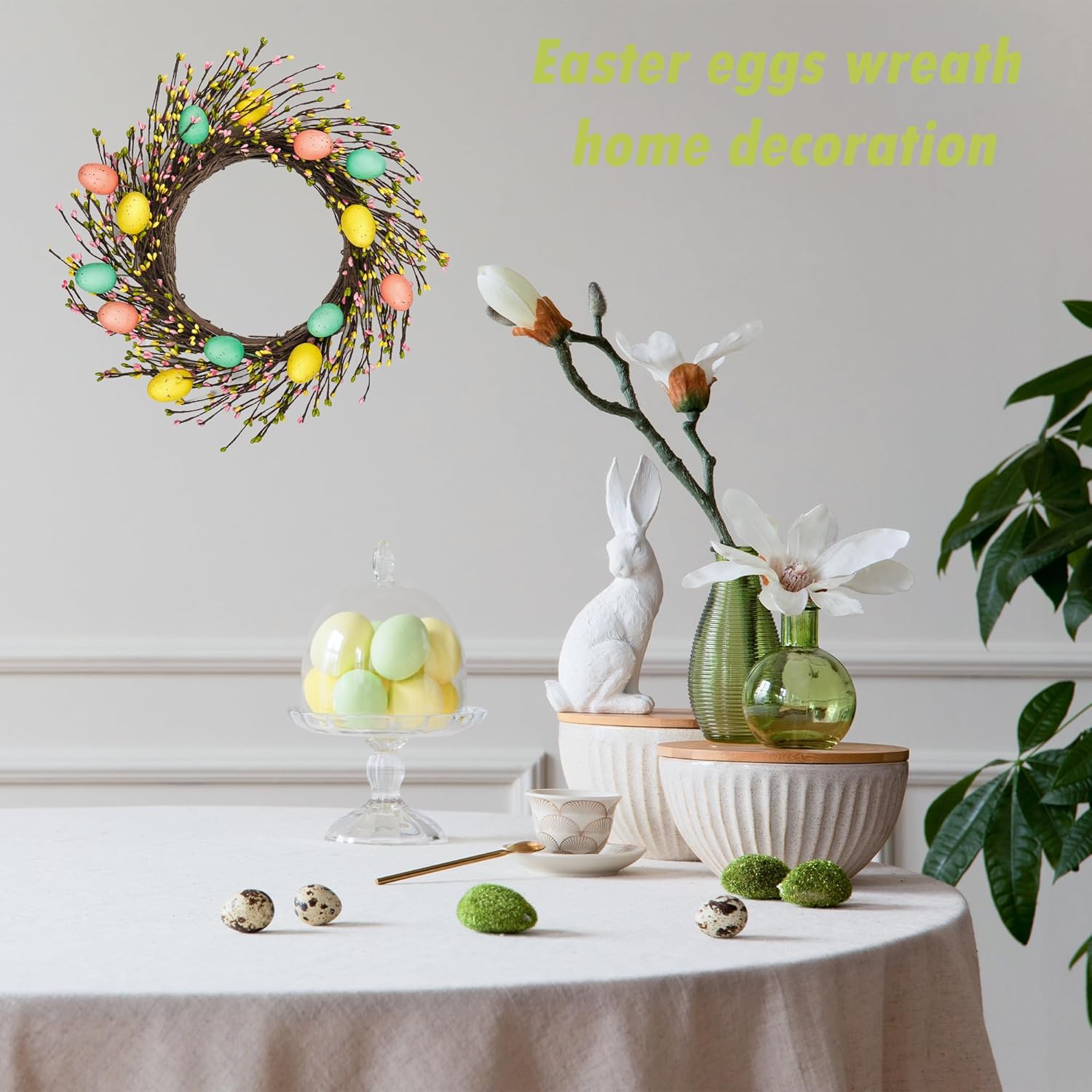 Easter Wreath for Front Door,20" Easter Wreath with Bright Spring Berries, Artificial Easter Wreaths Decorations Home Farmhouse Outdoor Indoor Wall Mantel Window - Image 5